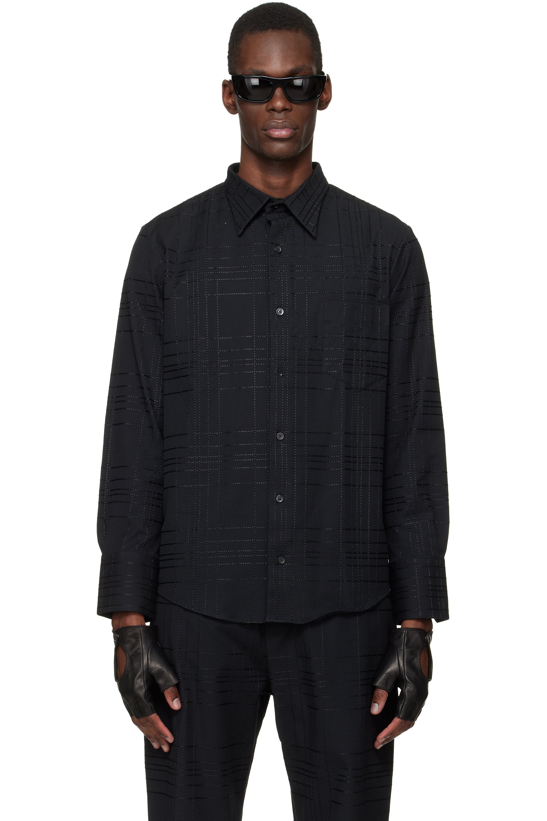 トップス ERNEST W. BAKER PIN STRIPE POLO Dark Blue Textured Stripe Open Neck Knitted Polo Shirt | Ruzza