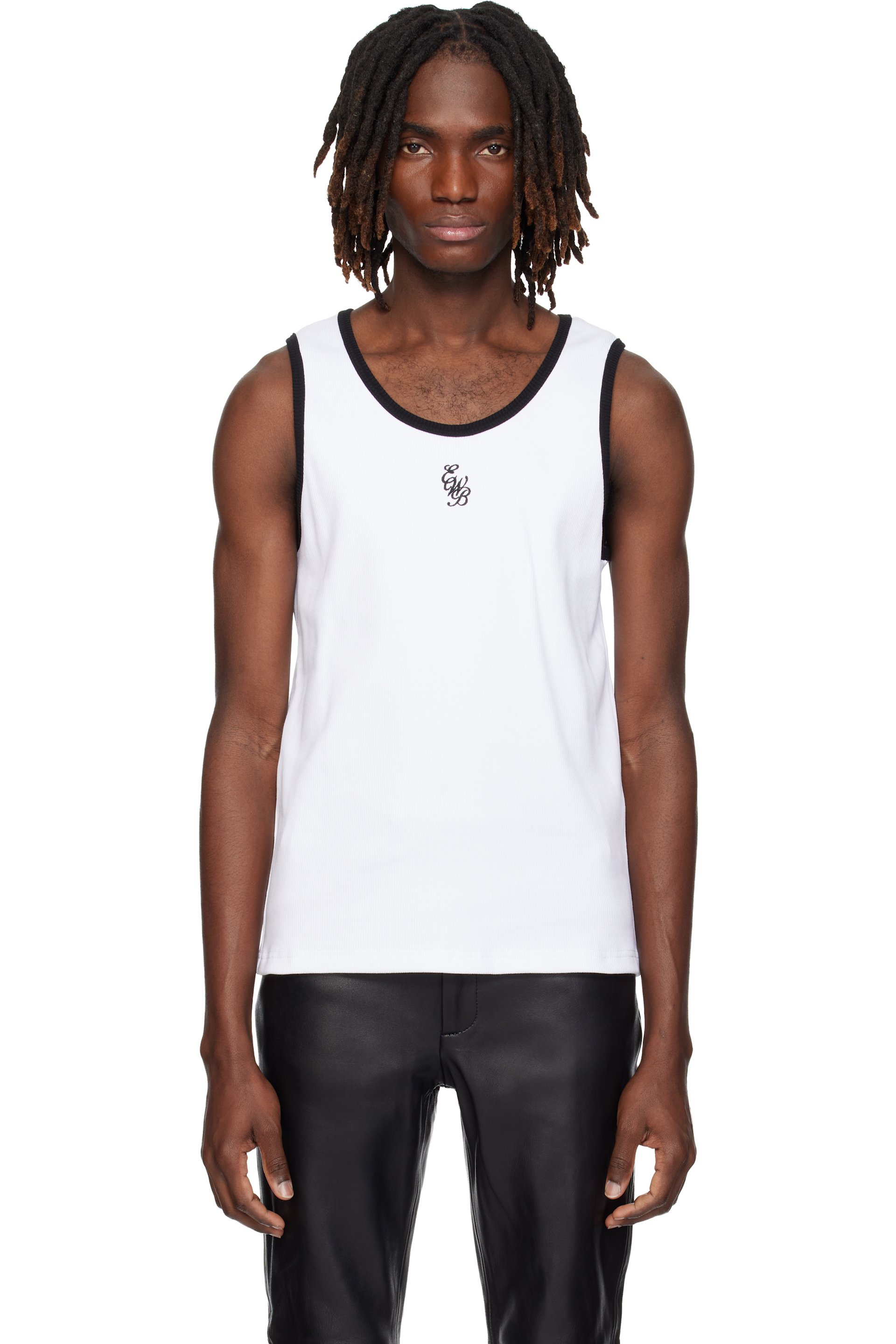 Ernest W. Baker - White & Black 'EWB' Embroidered Tank Top