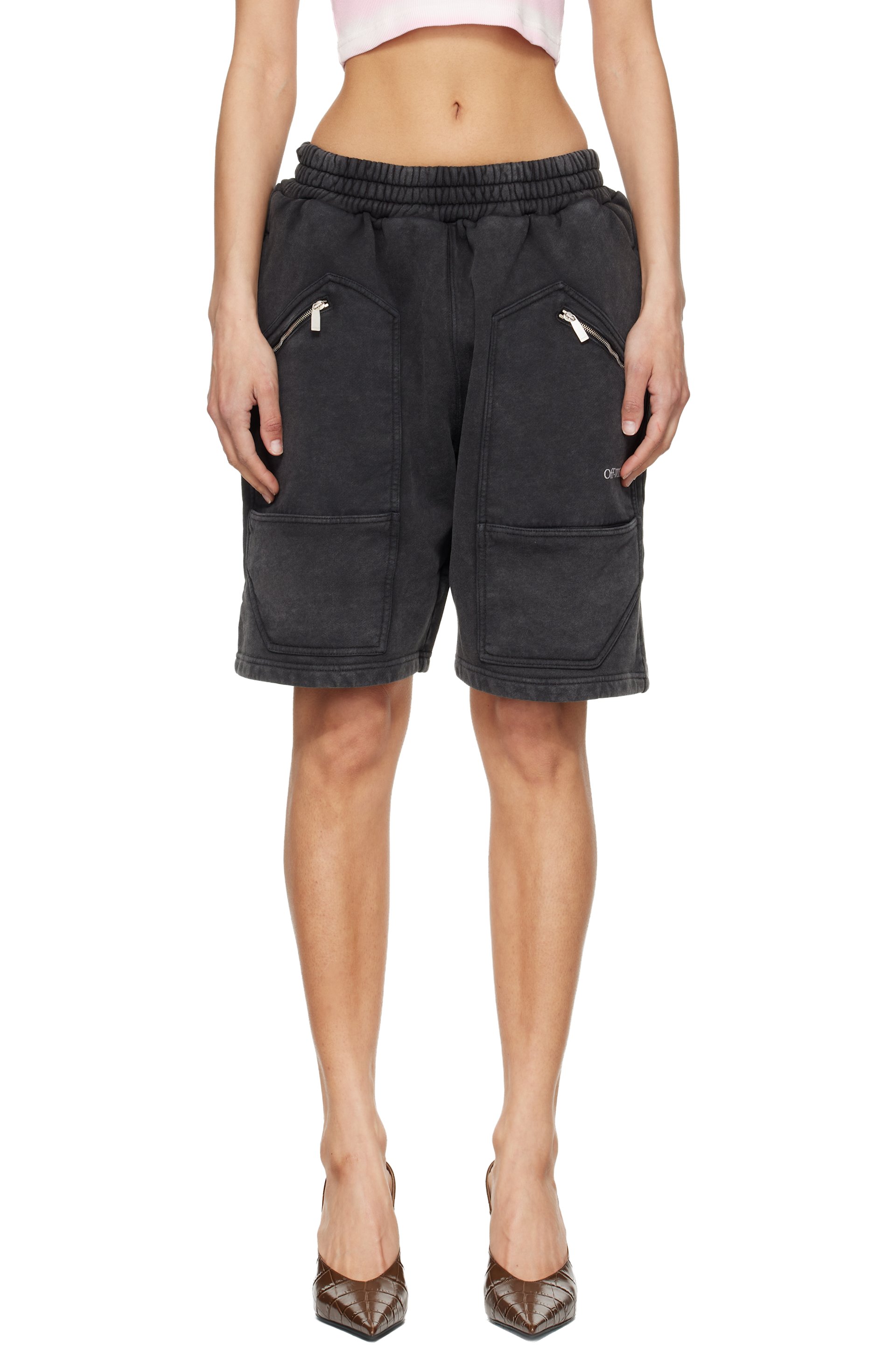 Off-White - Black Bookish Big Pkt Cargo Sweat Shorts