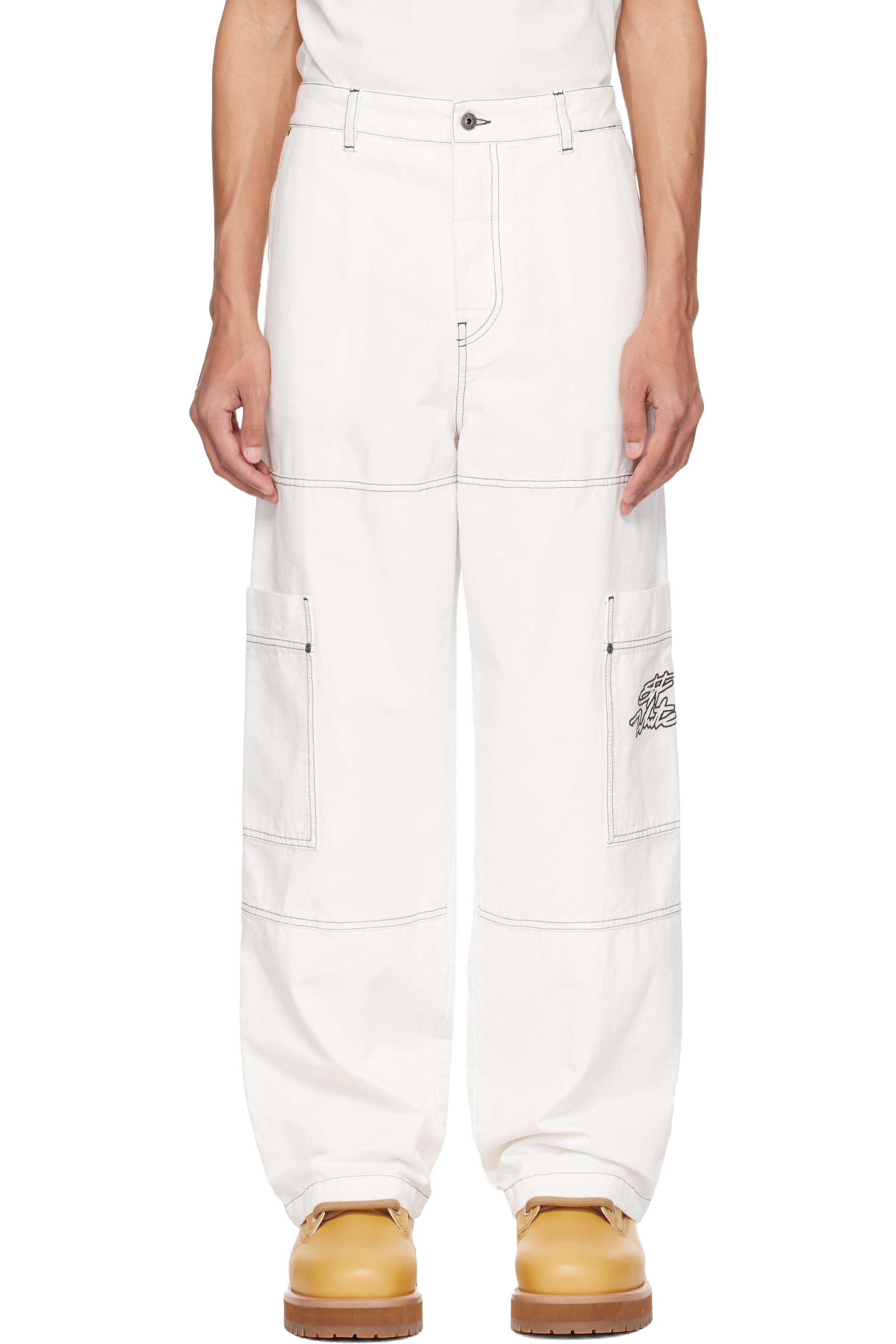 Off-White - White Vintage Cotton Cargo Pants