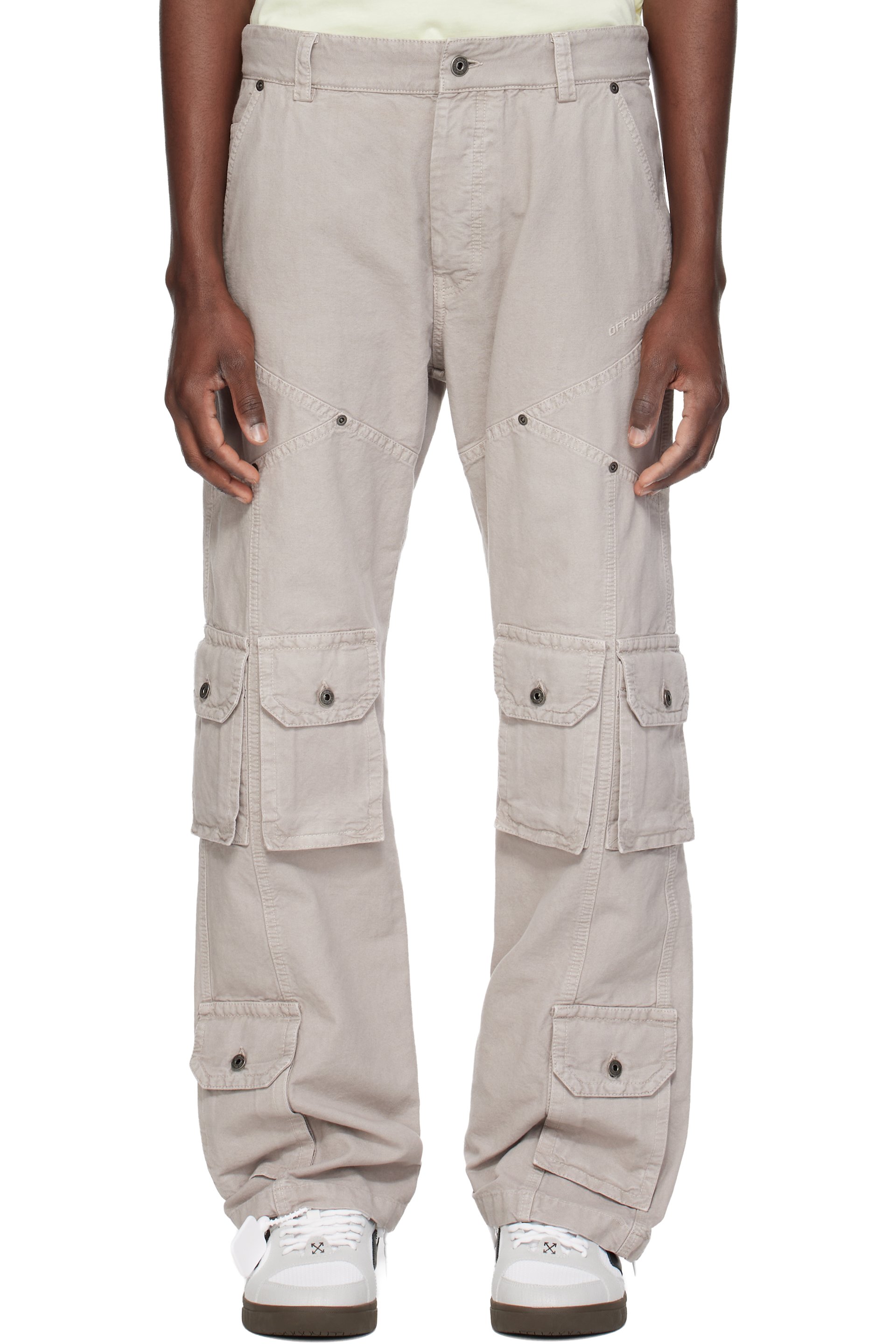 Off-White - Gray Garment-Dyed Multi-Pocket Relaxed Cargo Pants