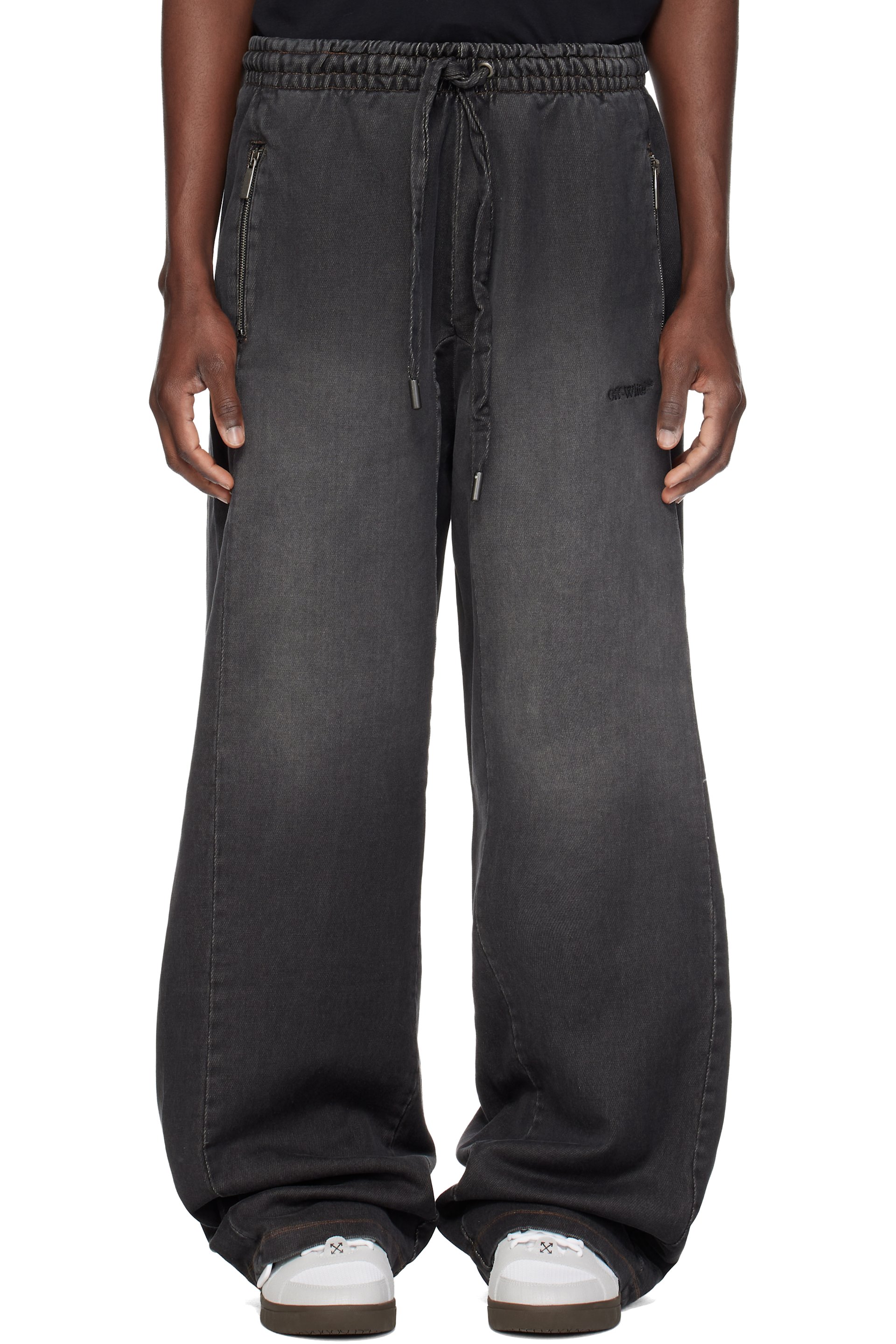 Off-White - Gray Distressed Diag Slouchy Sweatpants