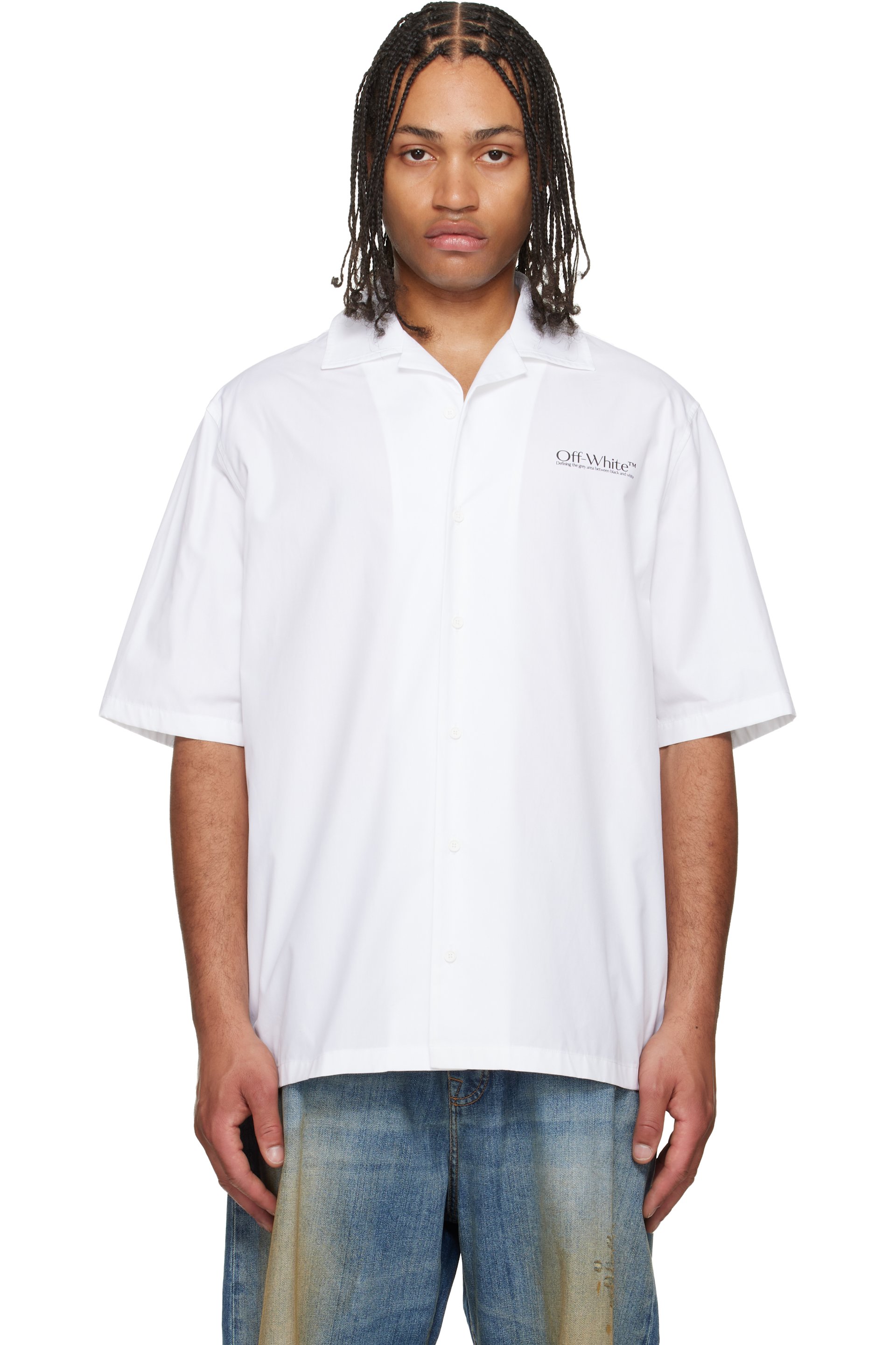 Off-White - Chemise de bowling blanche à logo circulaire
