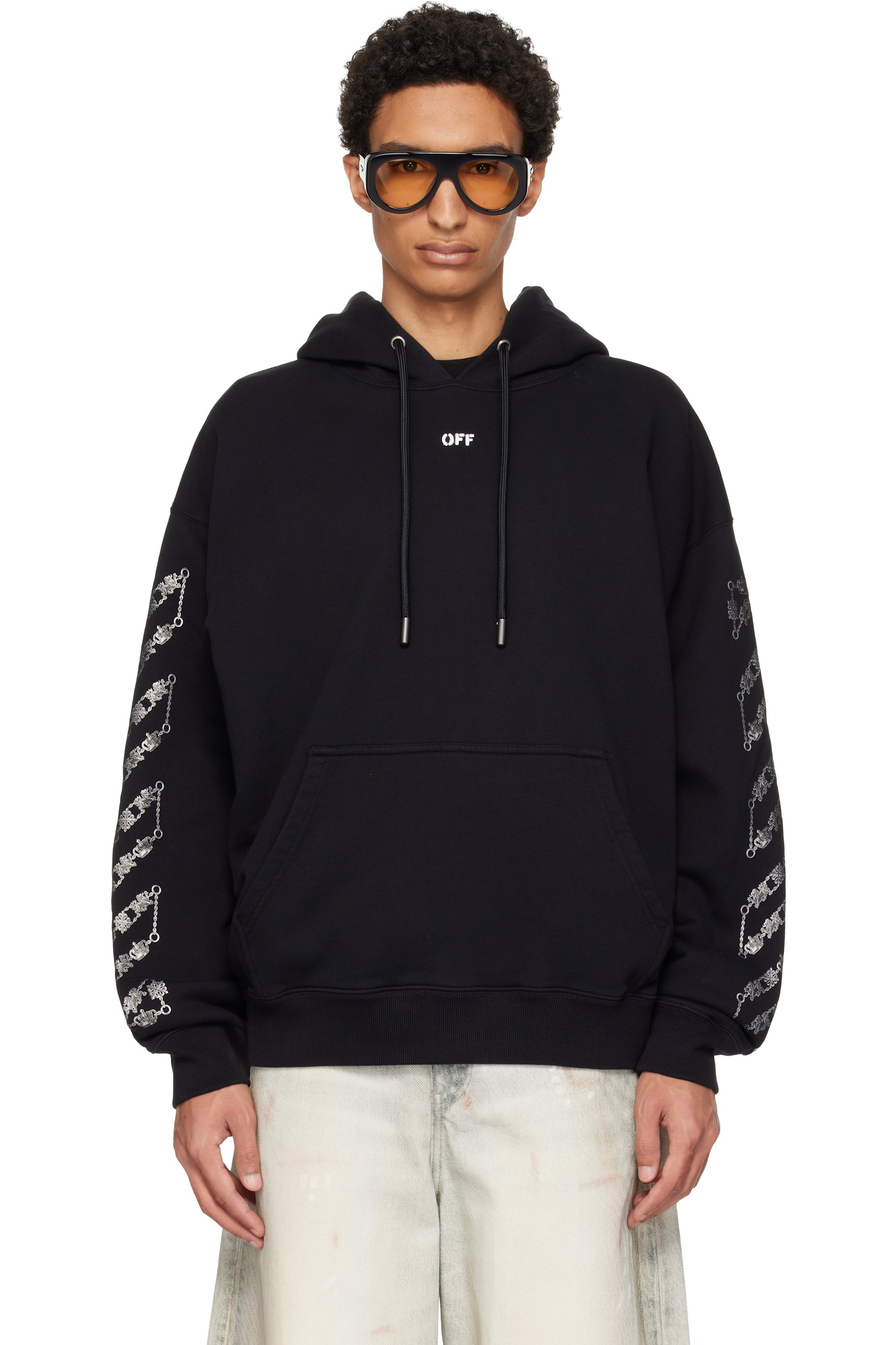 Off-White - Black Chain Arrow Diagonal Skate Hoodie