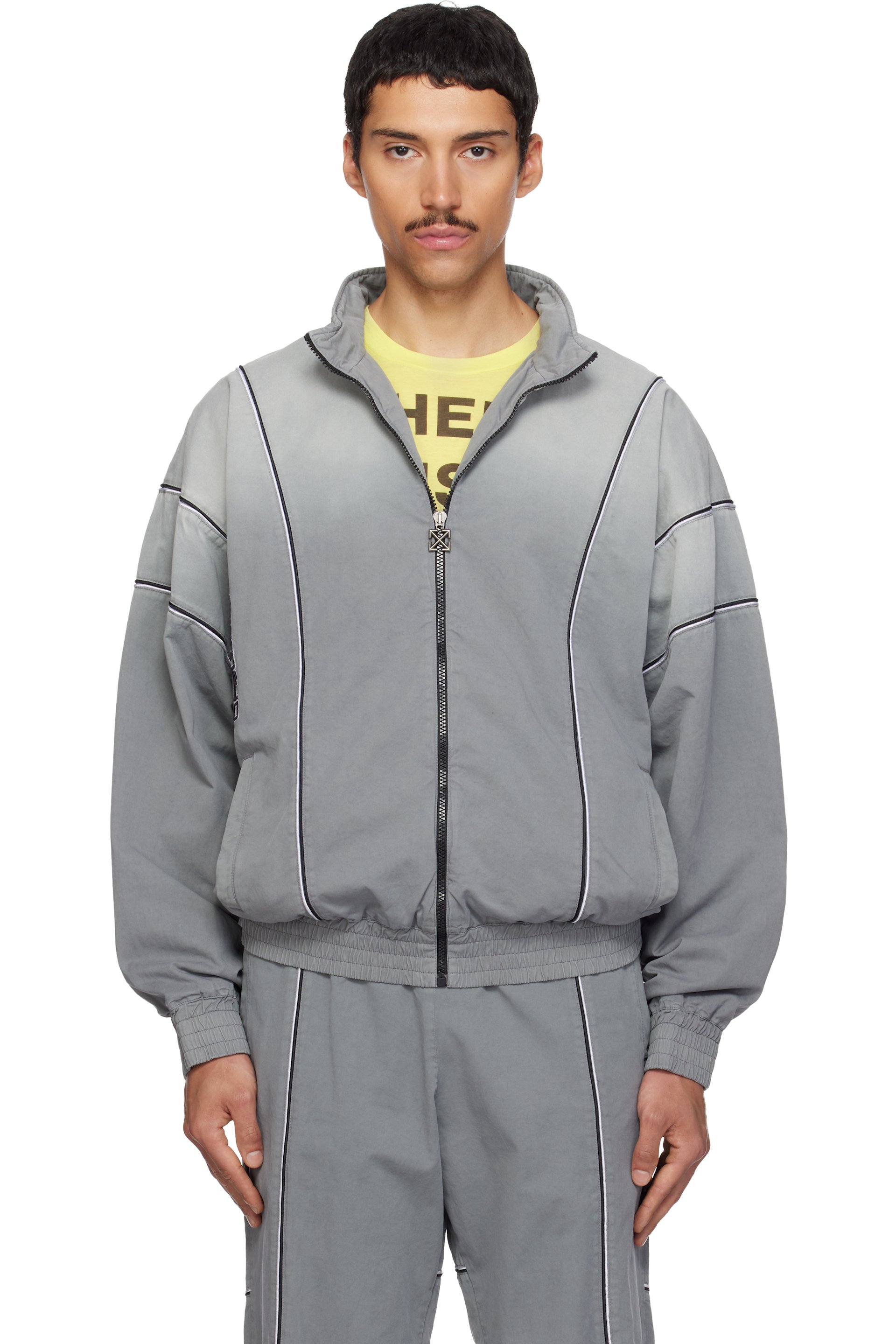 Off-White - Gray Relaxed Garment Dyed Track Jacket