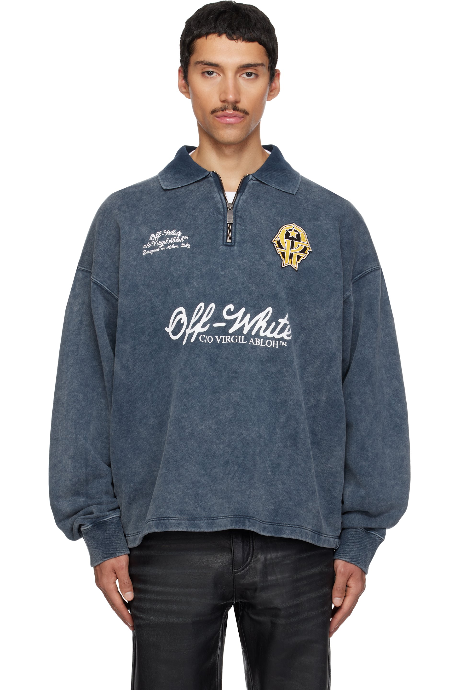 Off-White - Navy Sporty 4 Fleece Polo