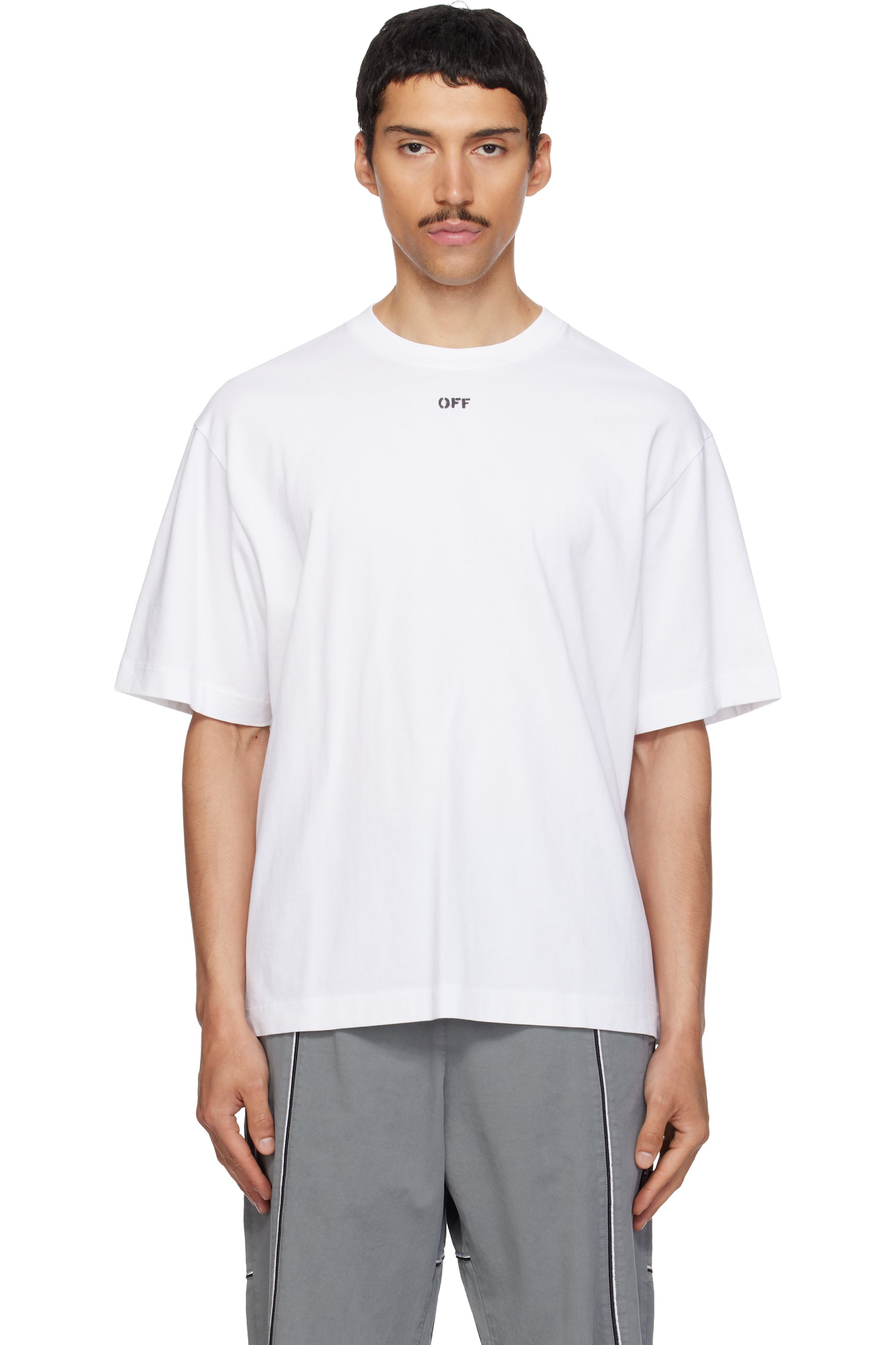 Off-White - White Rubbed Paint Arrow Skate T-shirt