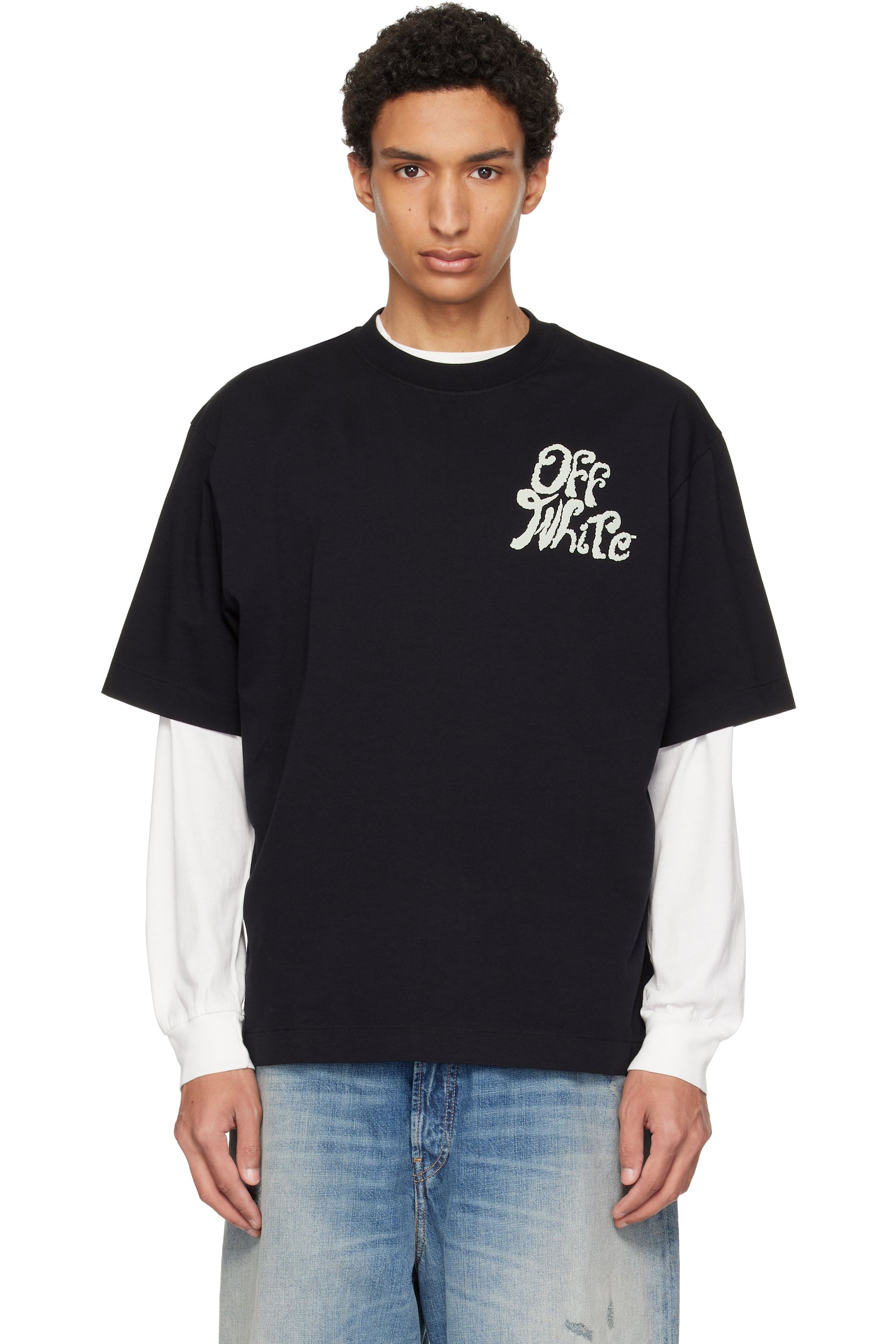 Off-White - Black Grass Ink Logo Skate T-shirt