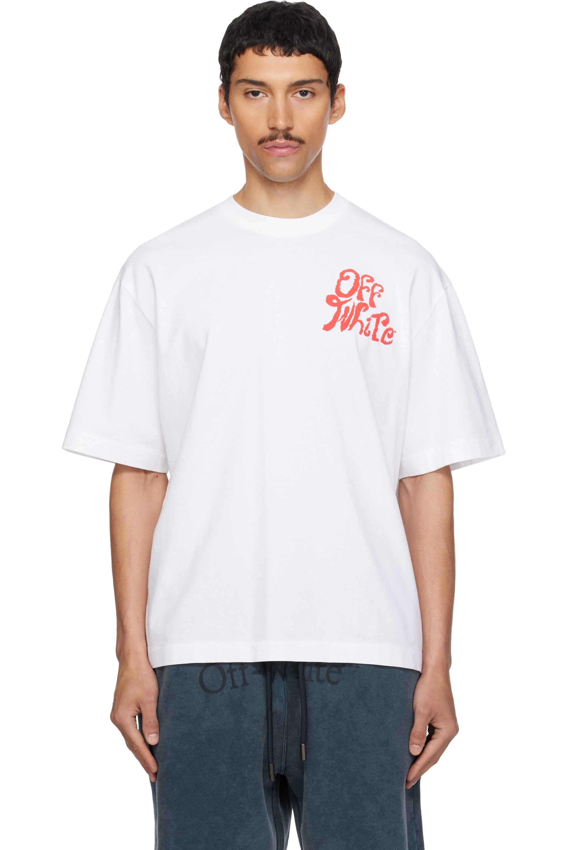 Off-White: White Grass Ink Skate T-shirt | SSENSE