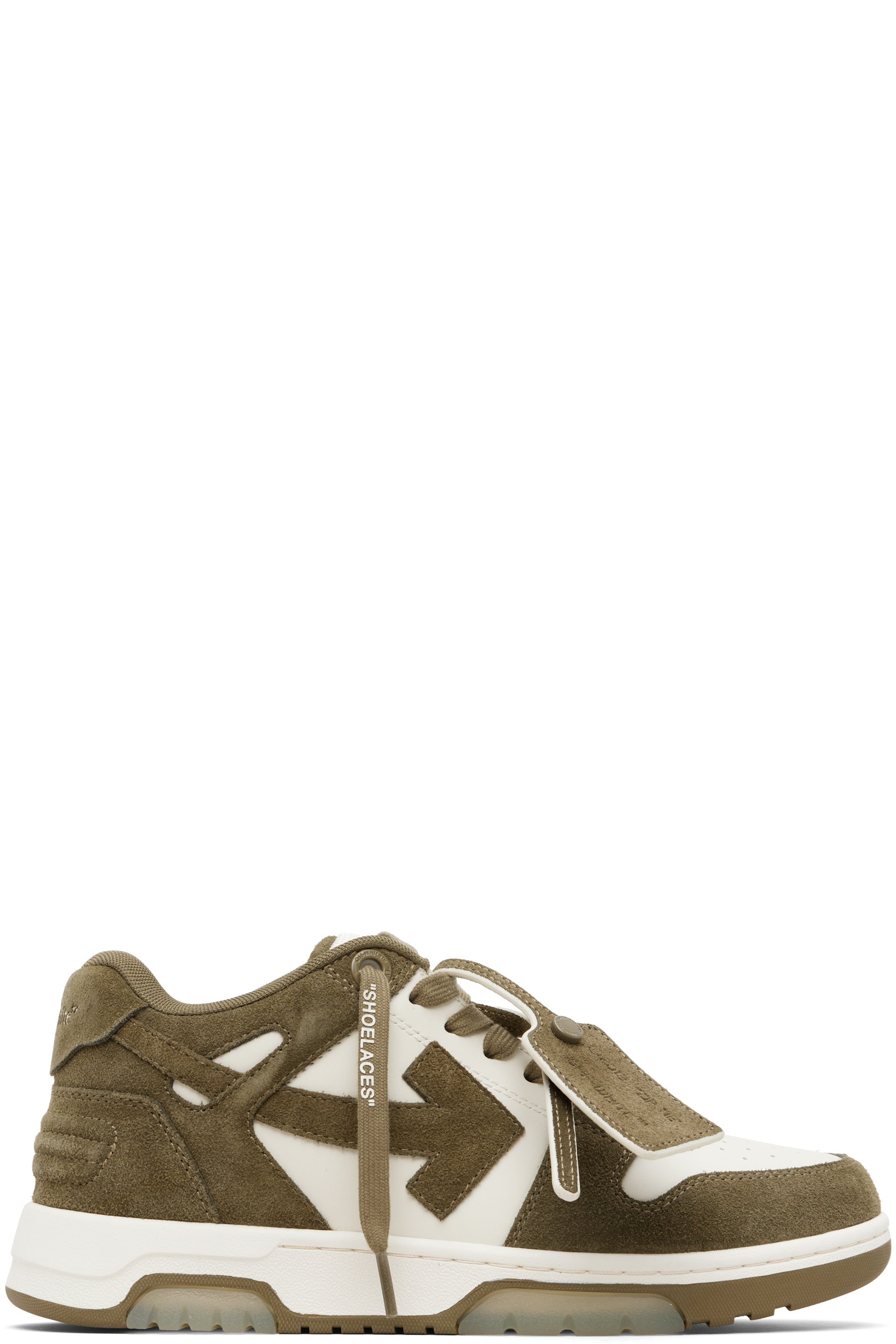 Off-White - Off-White & Khaki Out Of Office Calf & Suede Sneakers