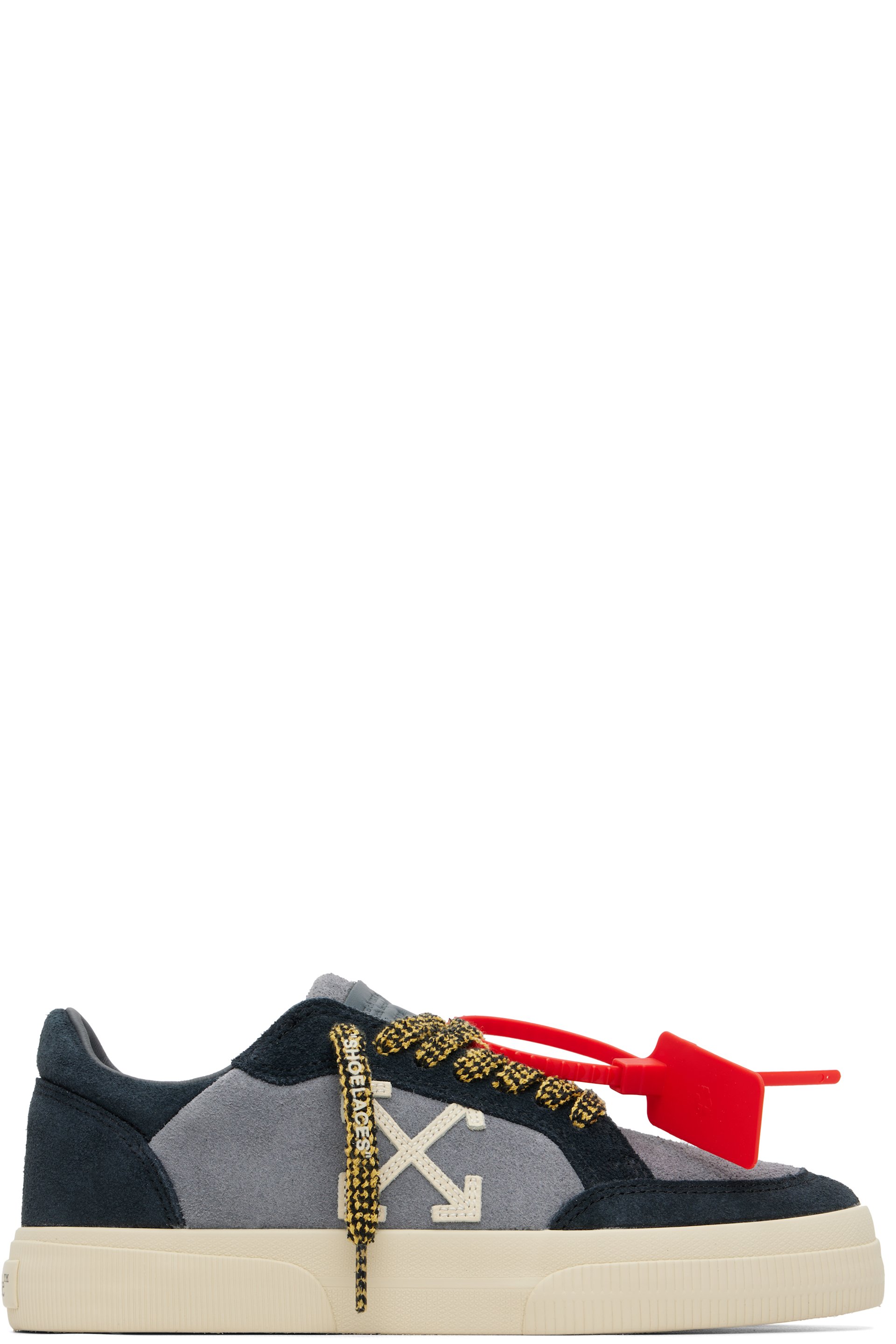 Off-White - Gray Vulcanized Low Suede Sneakers
