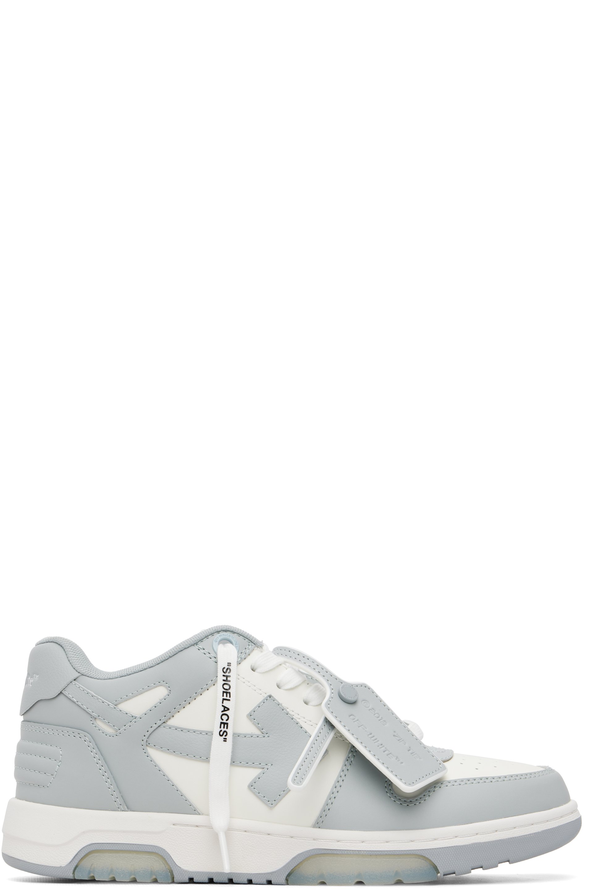 Off-White - Gray & White 'Out Of Office' Calf Leather Sneakers