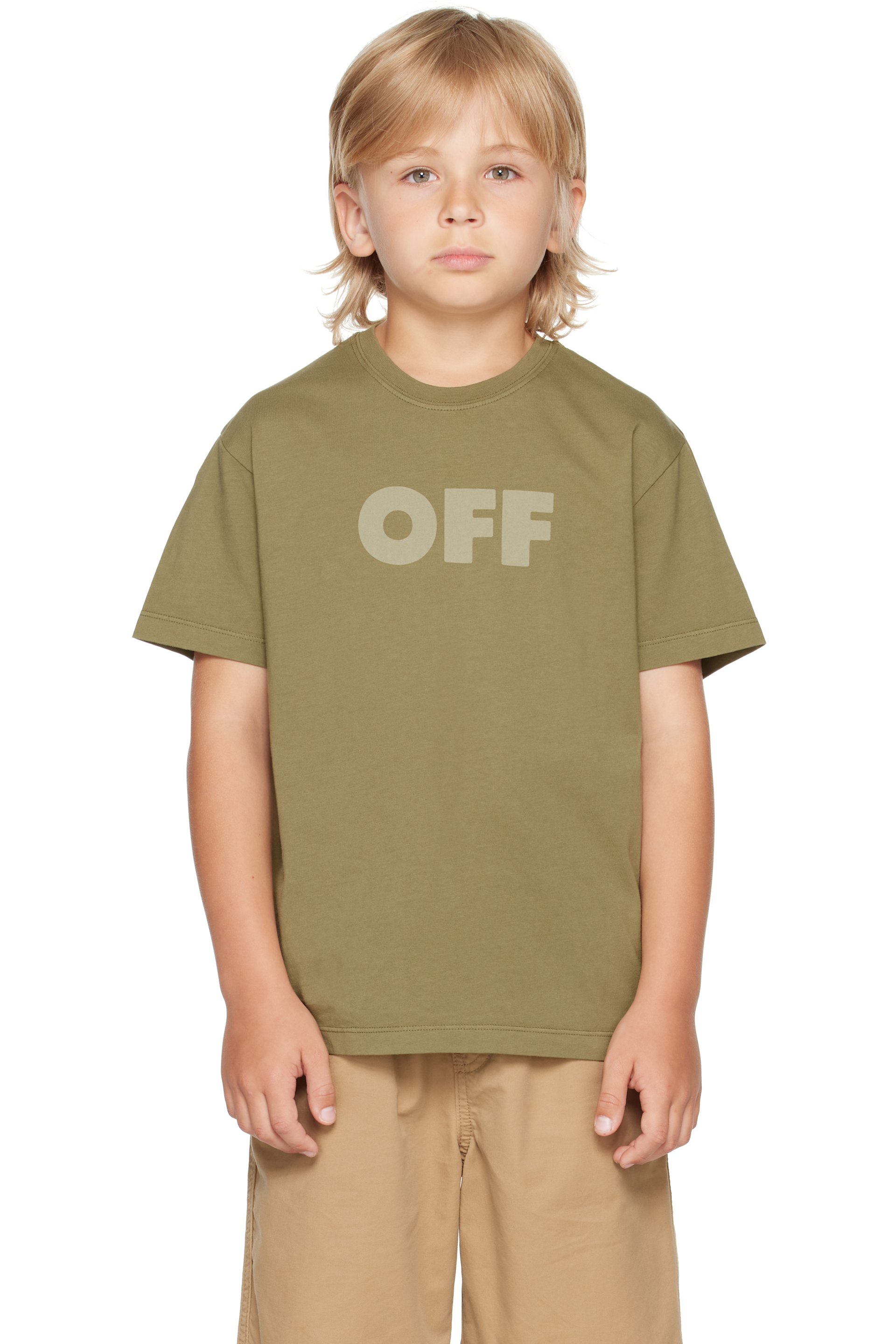 Off-White - Kids Khaki Garment Dyed T-shirt