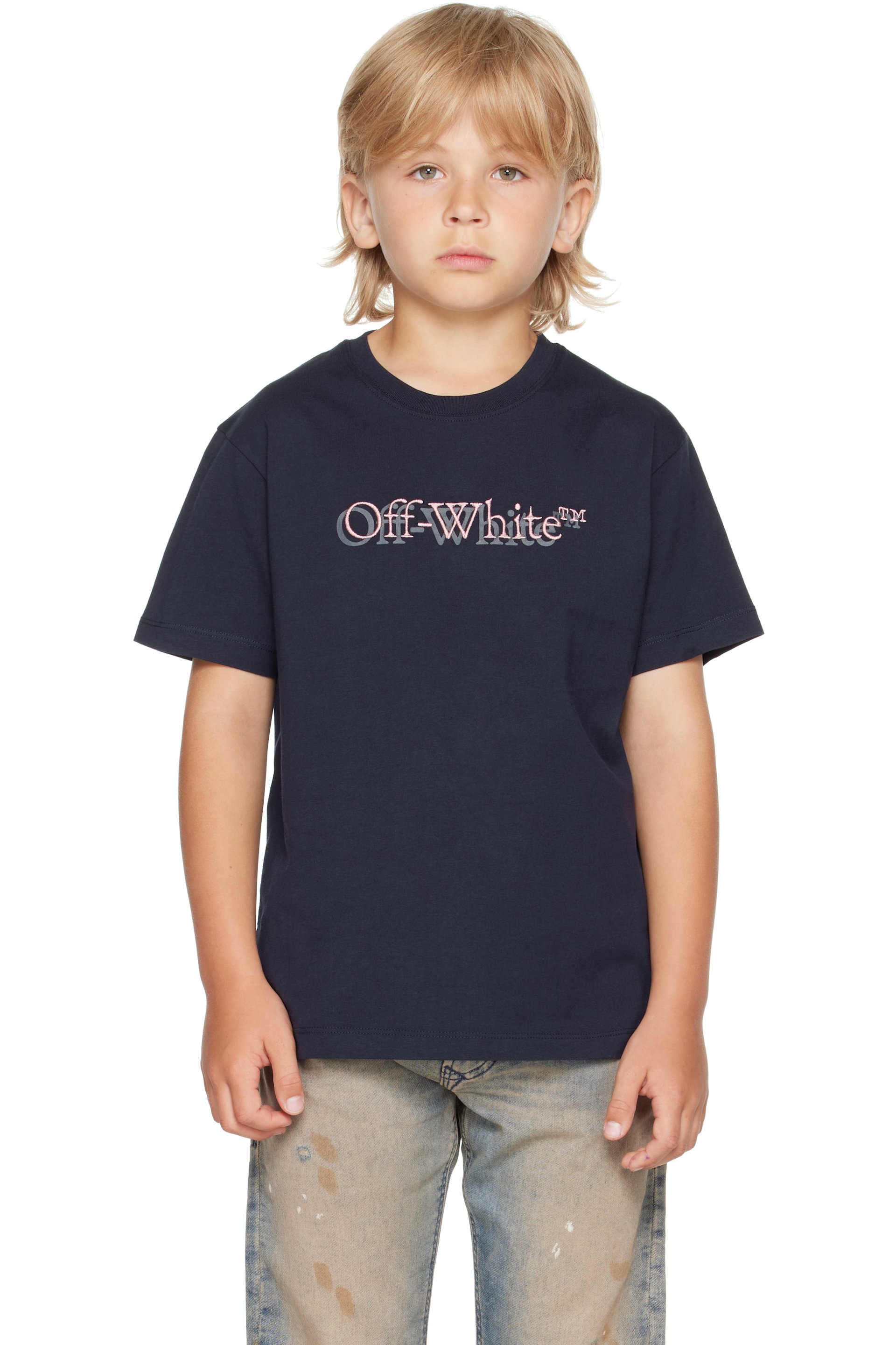 Off-White - Kids Navy Big Bookish Shadow T-shirt