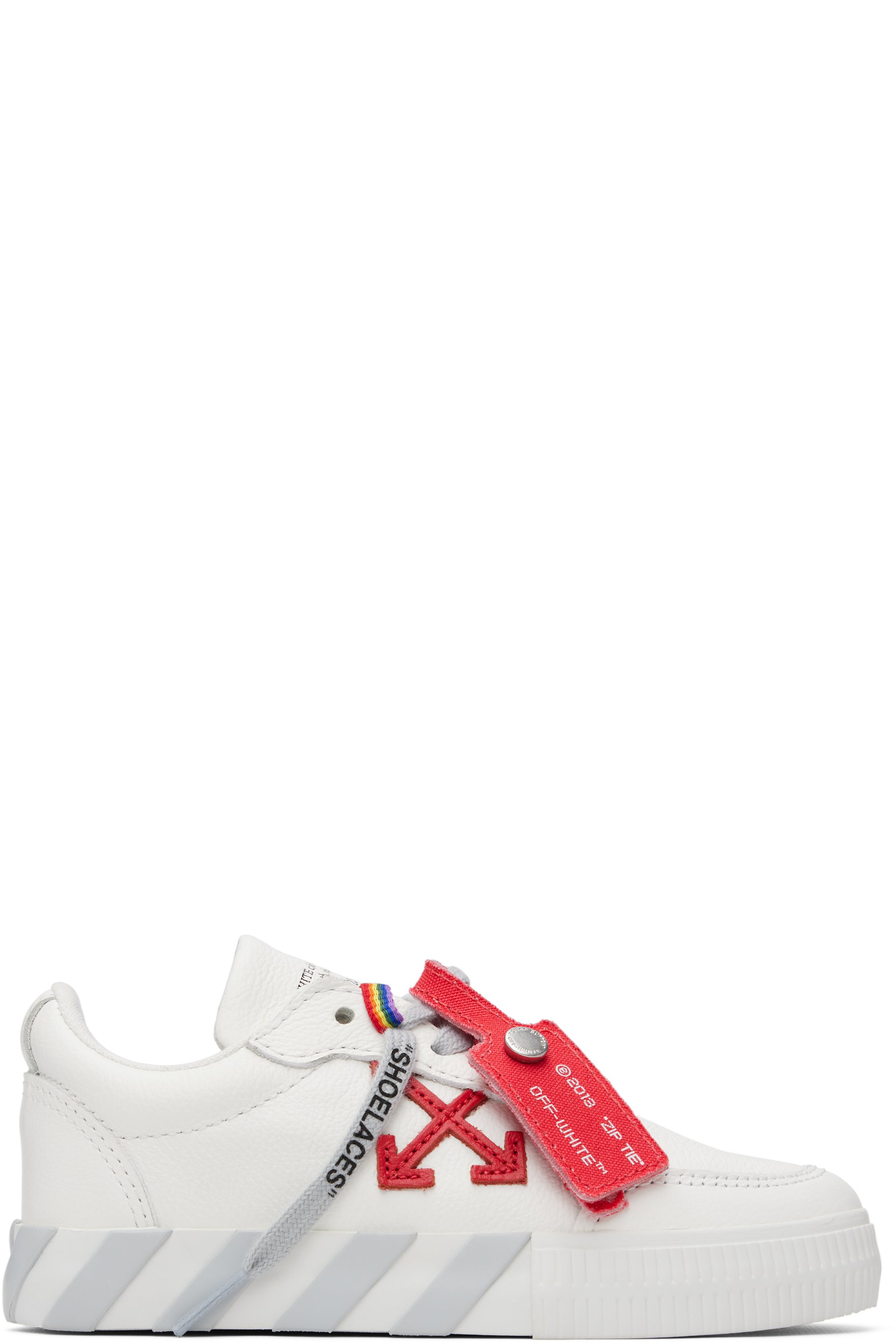 Off-White - Kids White Vulcanized Low Leather Sneakers