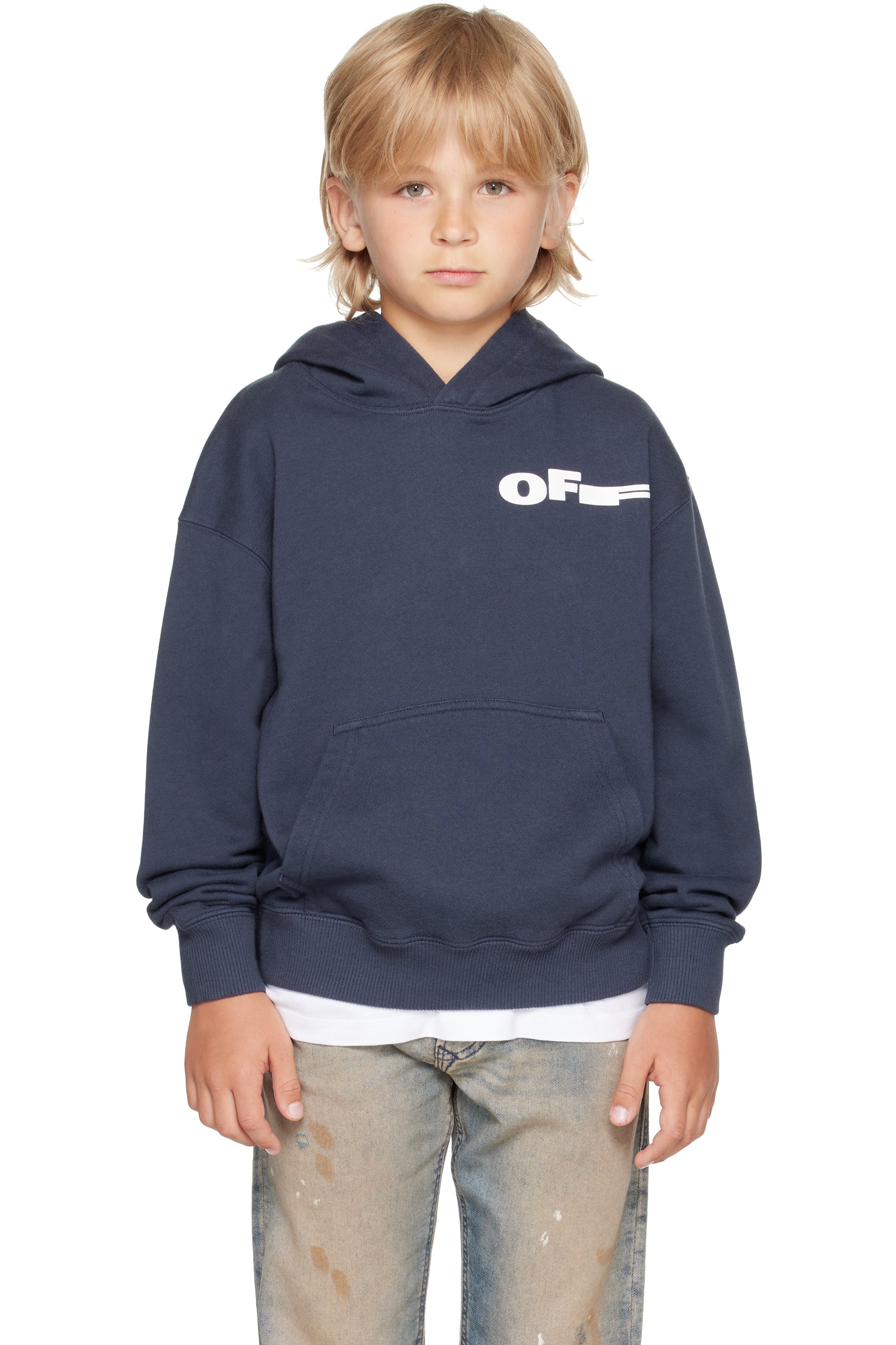 Off-White - Kids Navy Type Hoodie