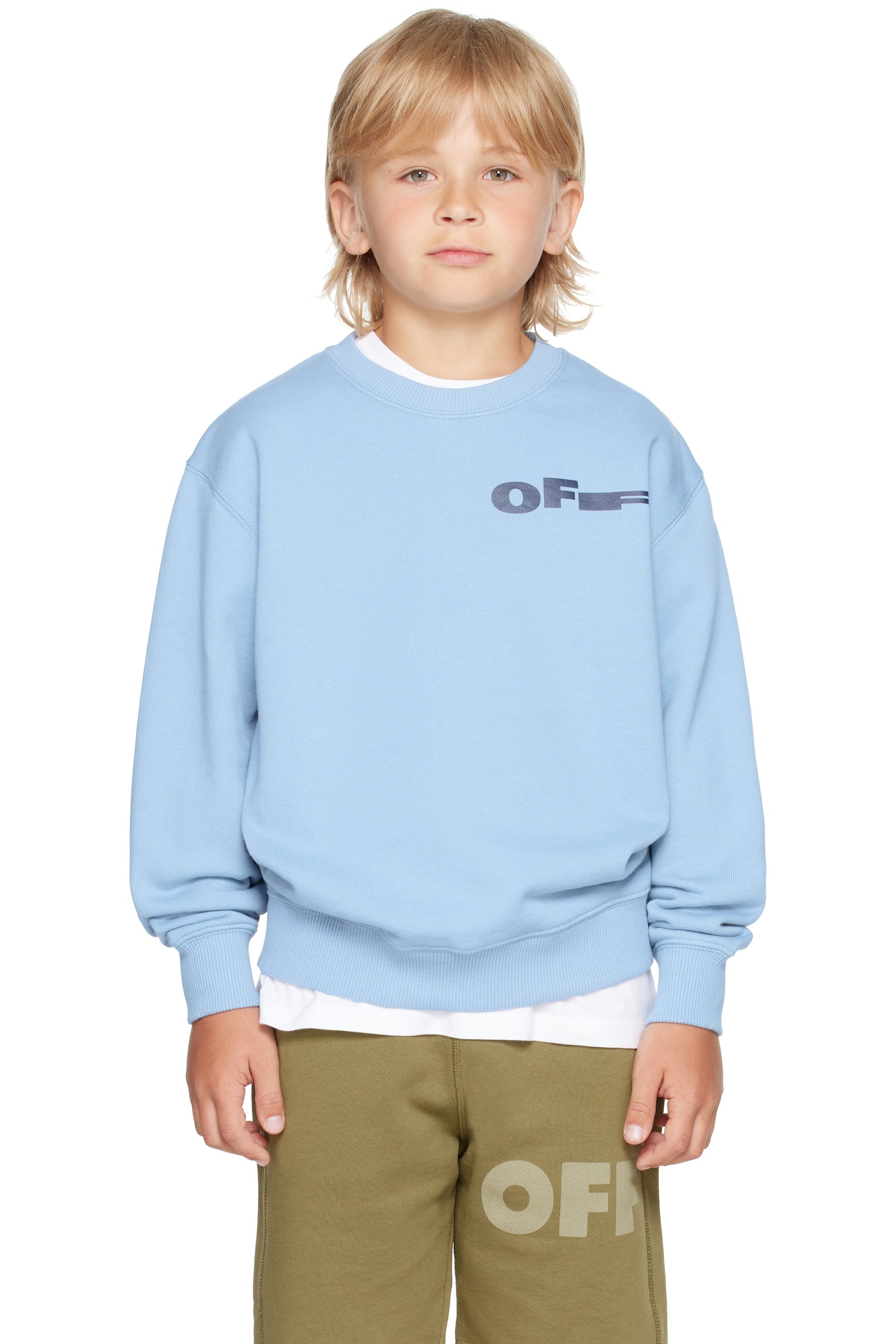 Off-White - Kids Blue Type Crewneck Sweatshirt