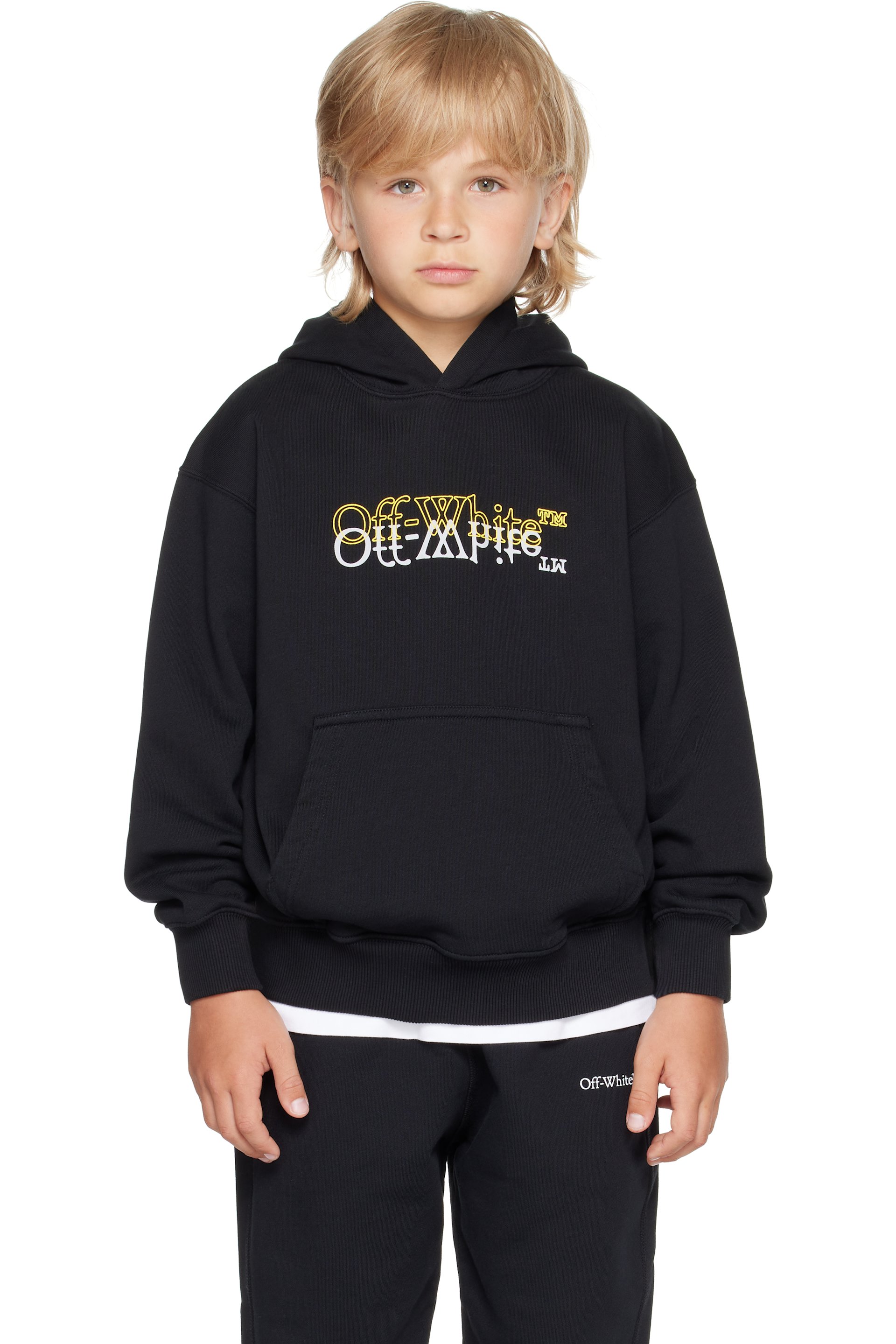 Off-White - Kids Black Big Bookish Double Hoodie