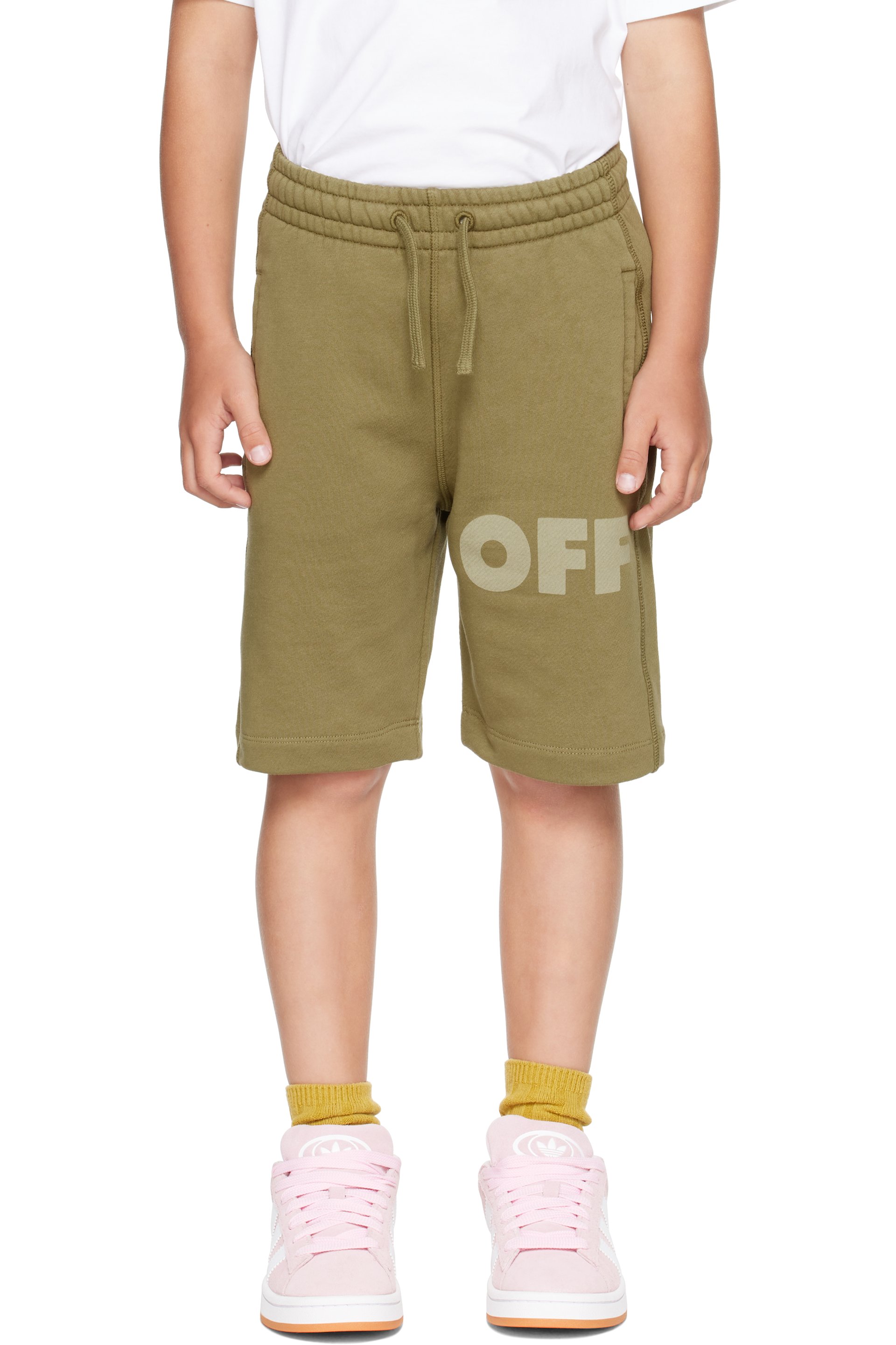 Off-White - Kids Khaki Garment Dyed Sweat Shorts