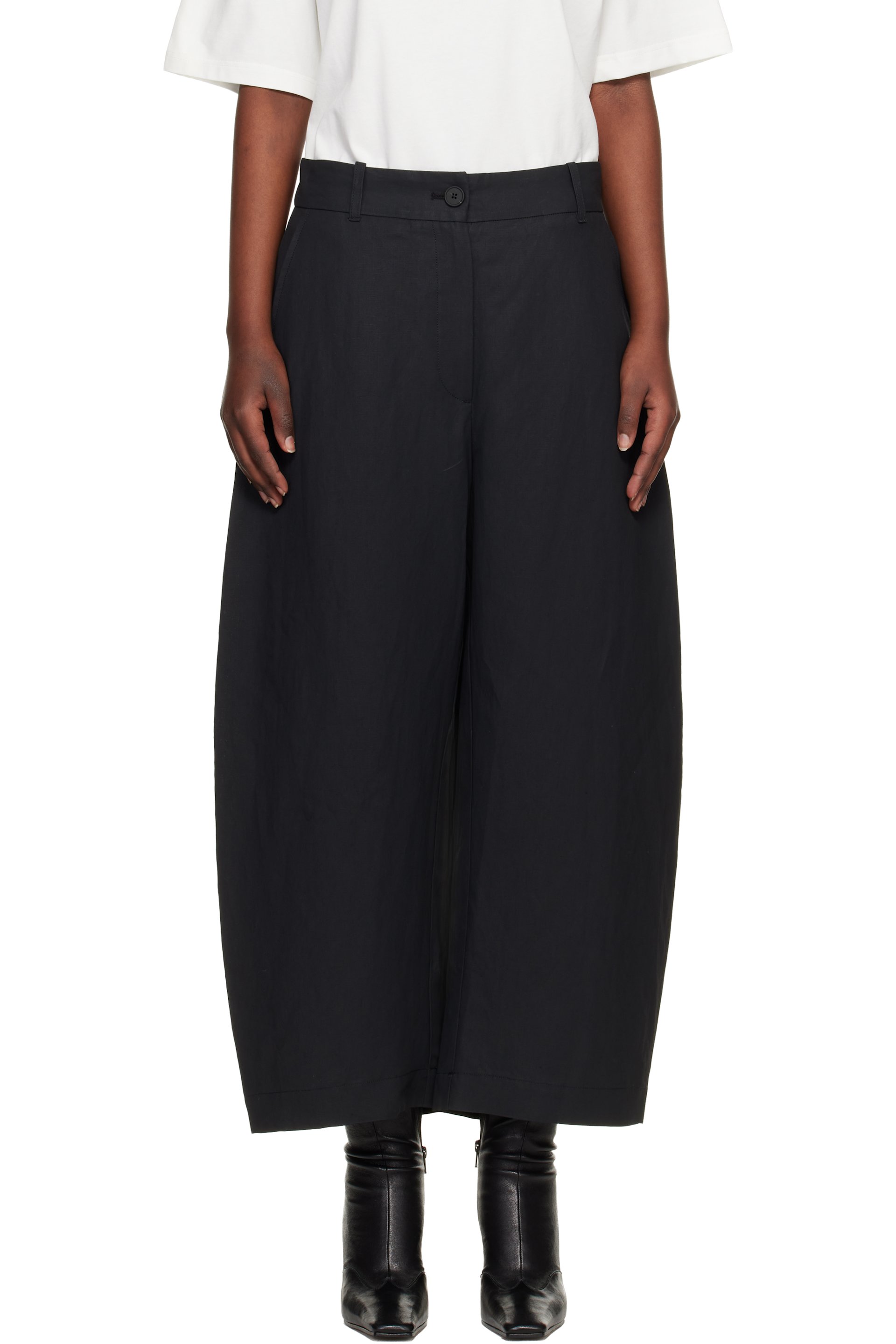 Studio Nicholson - Pantalon Chalco noir en lin