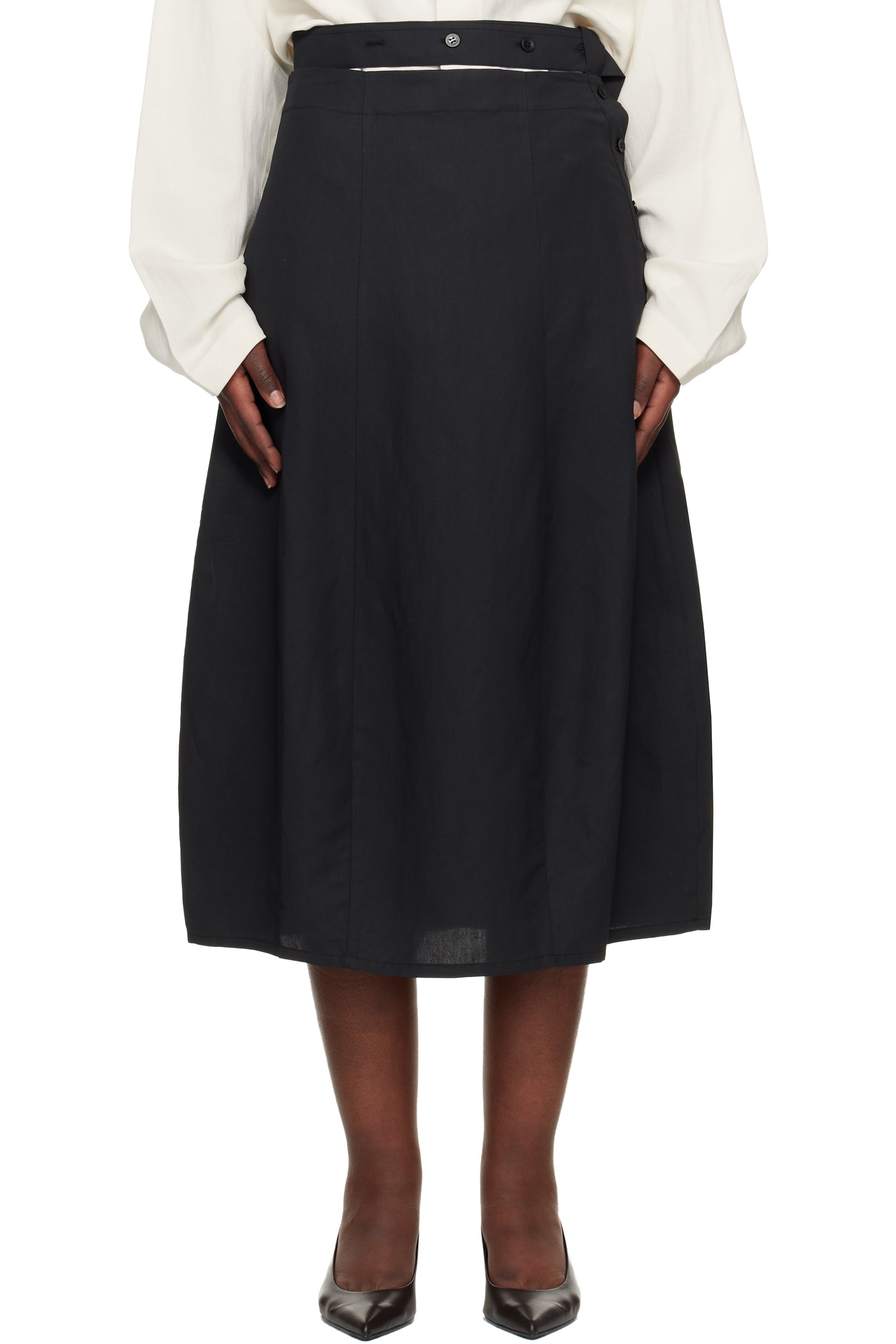 Studio Nicholson - Black Orcha Midi Skirt