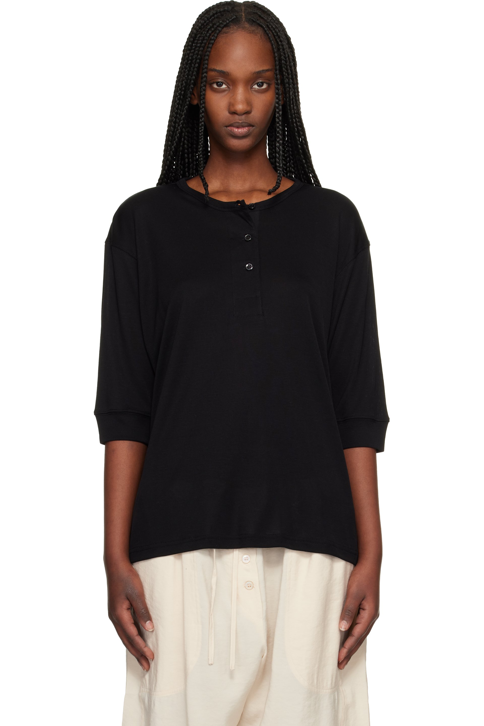 Studio Nicholson - Henley Lorem noir en jersey