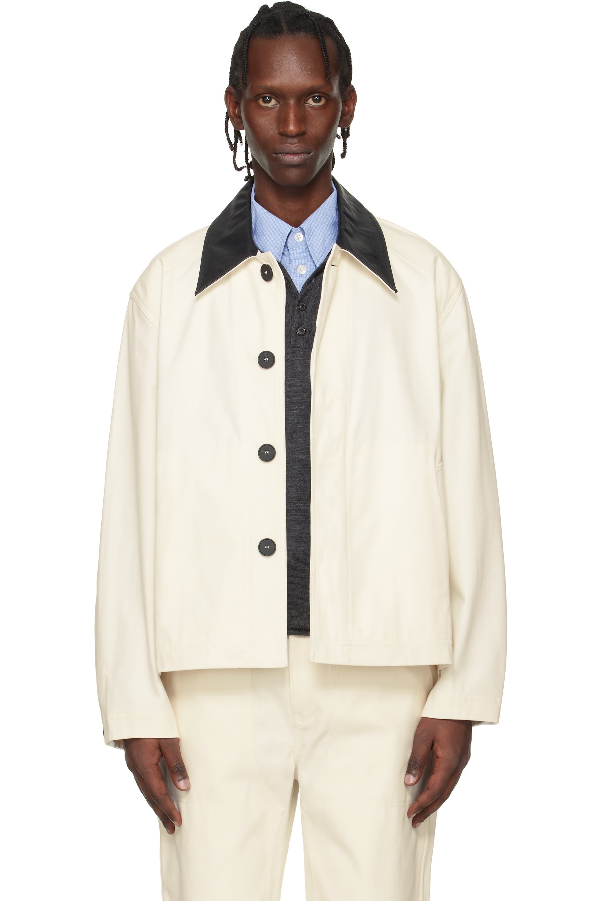 Studio Nicholson: White Aaron Levine Edition Dover Jacket | SSENSE