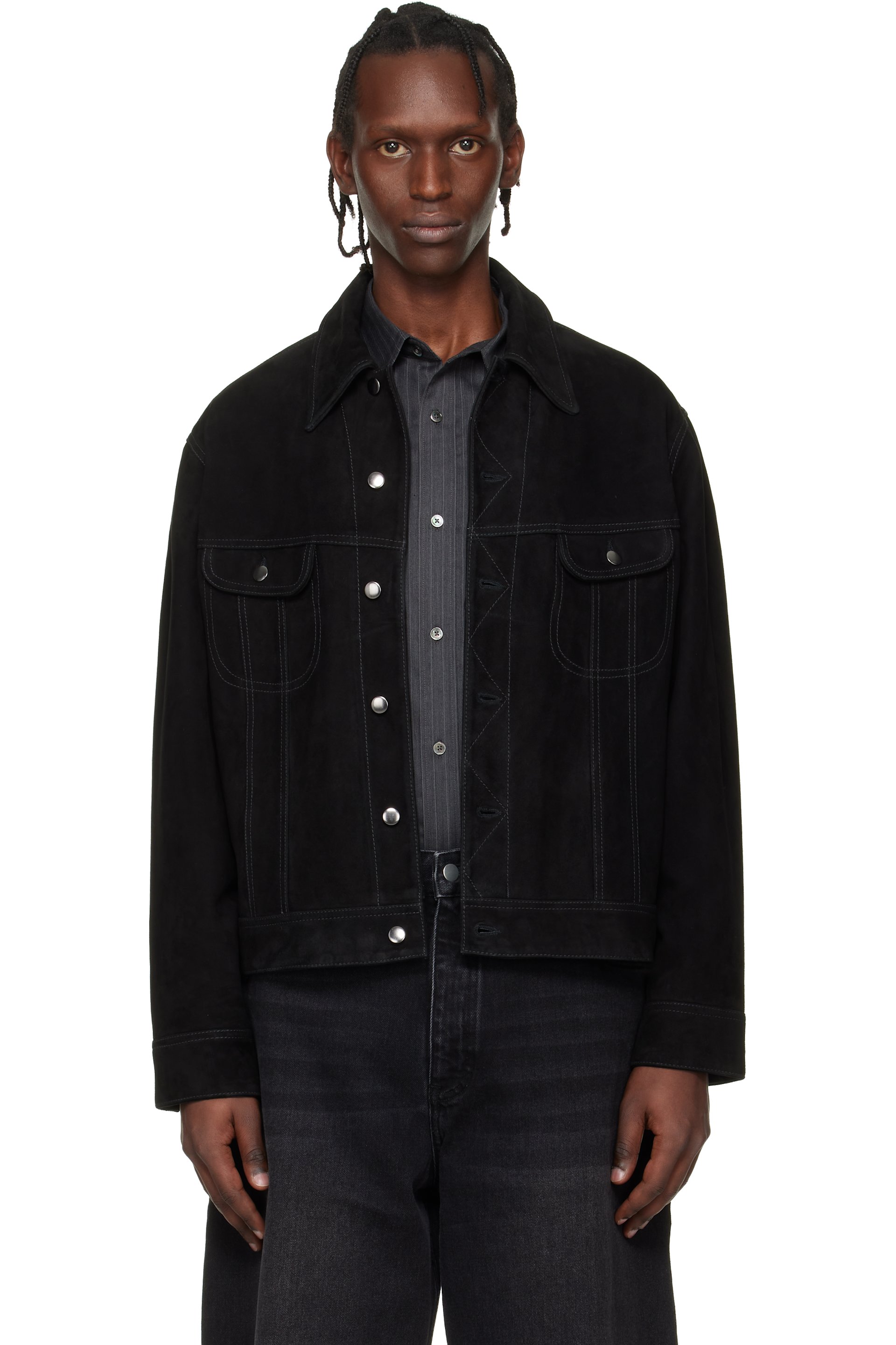Studio Nicholson - Black Aaron Levine Edition Boston Suede Jacket