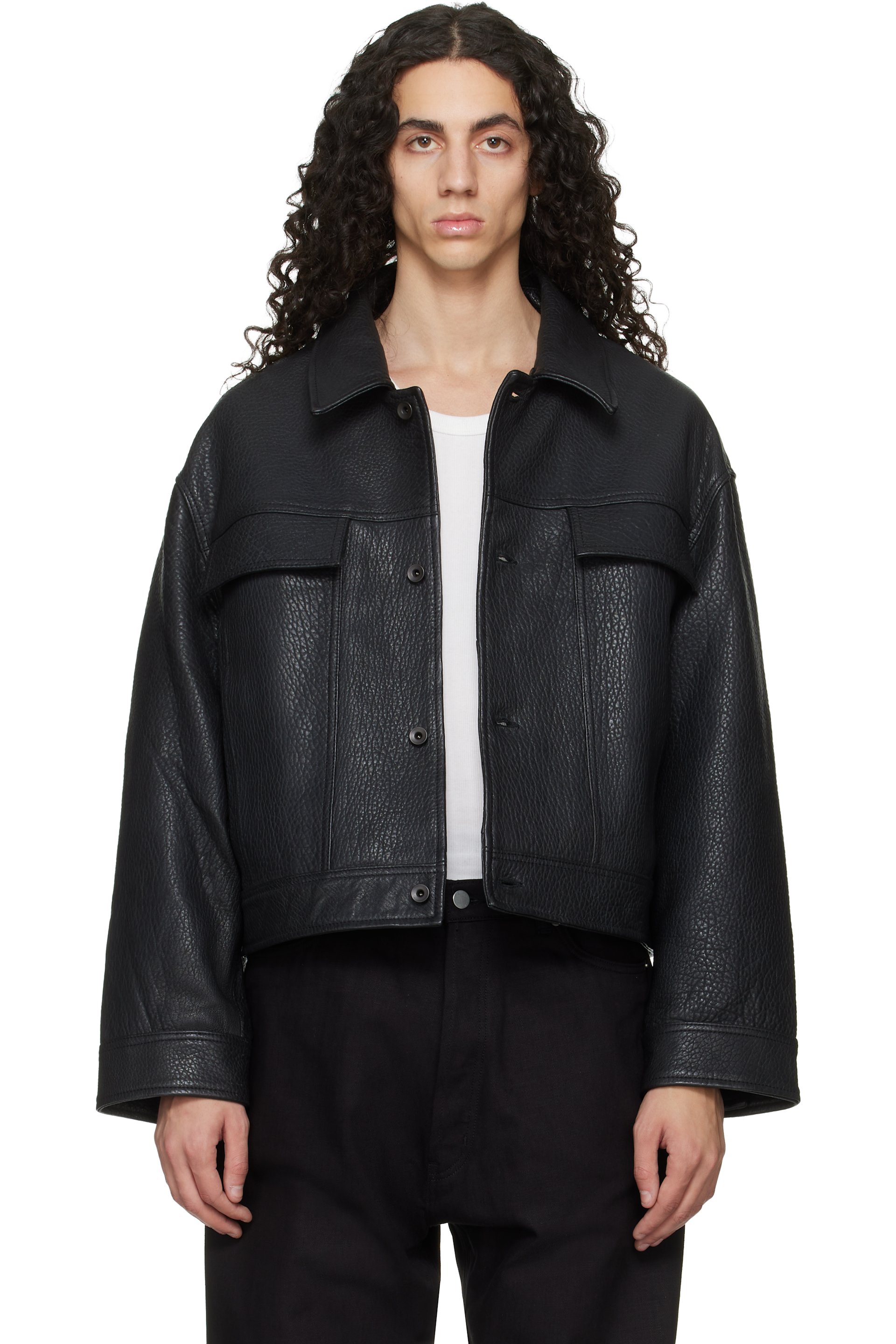 Studio Nicholson - Black Doyard Leather Jacket