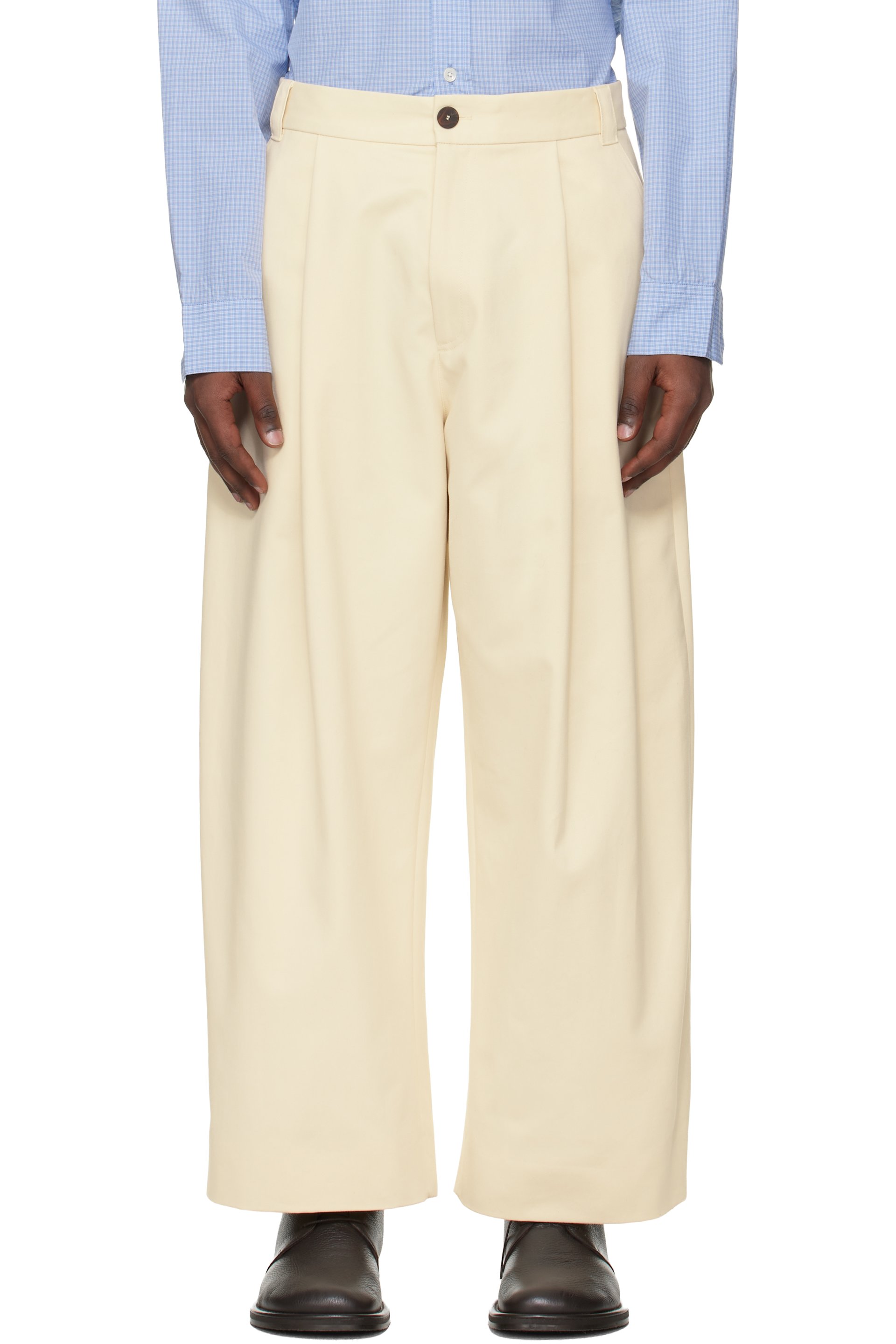 Studio Nicholson - Off-White Sorte Trousers