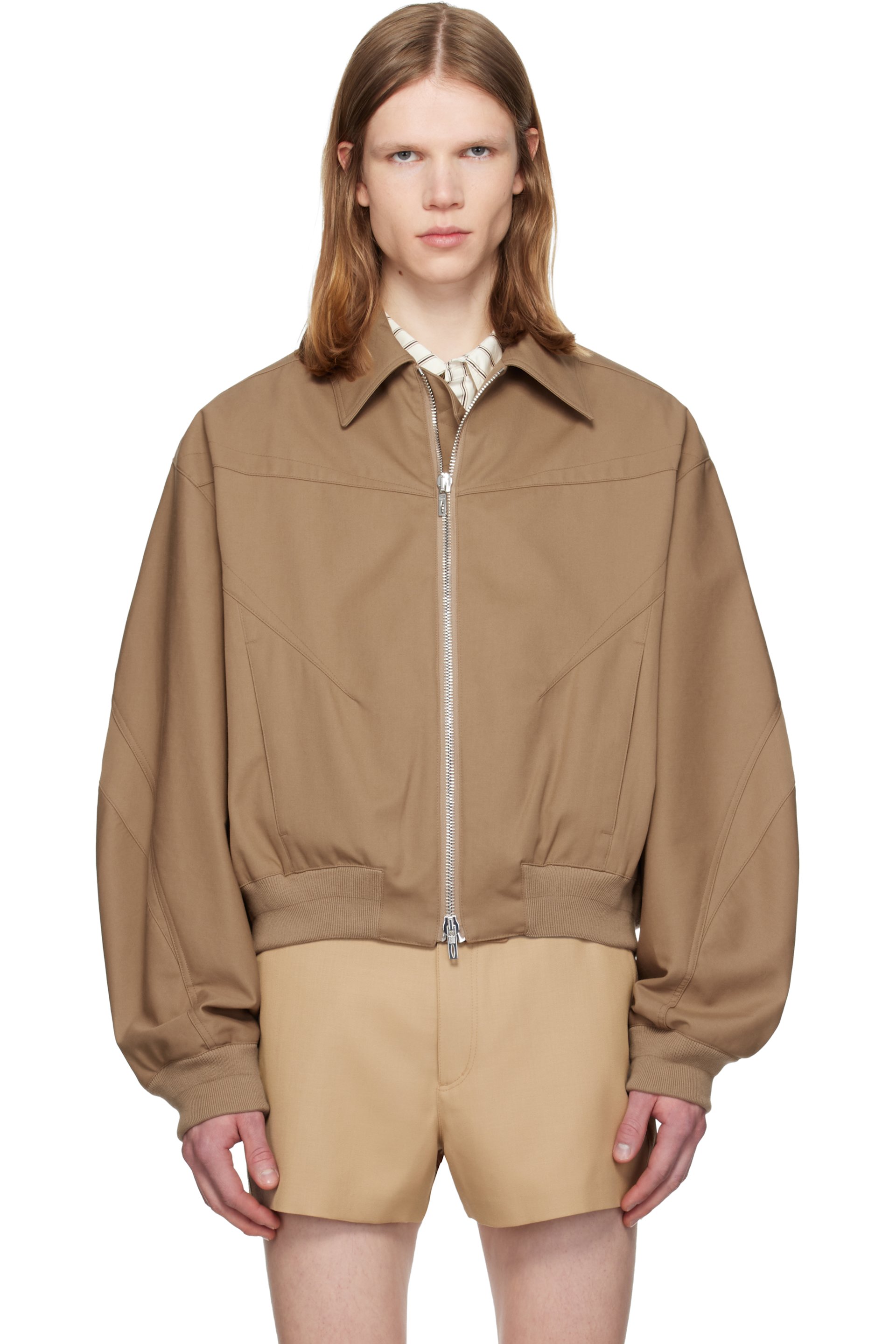 LGN Louis Gabriel Nouchi - Beige Oversized Bomber Jacket
