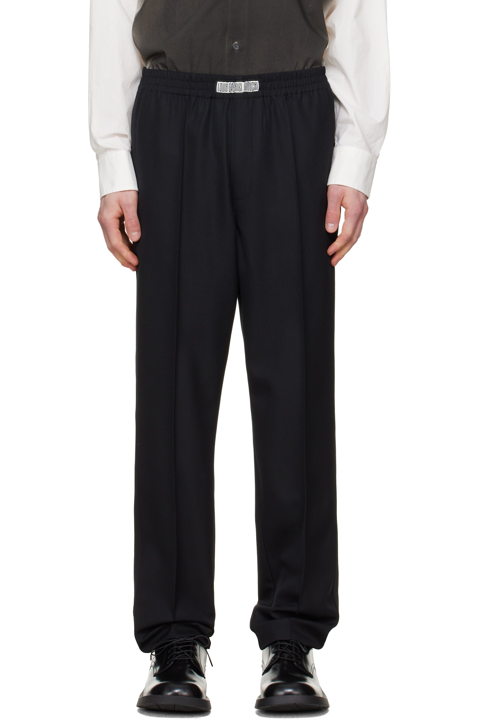 LGN Louis Gabriel Nouchi - Black Wool Jogging Track Pants