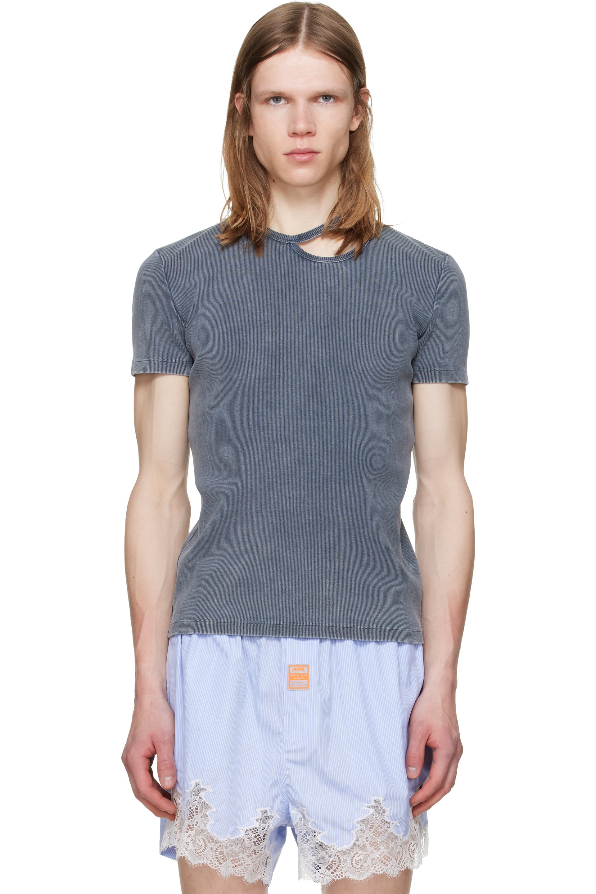 LGN Louis Gabriel Nouchi - ブルー Asymmetrical Opening Tシャツ