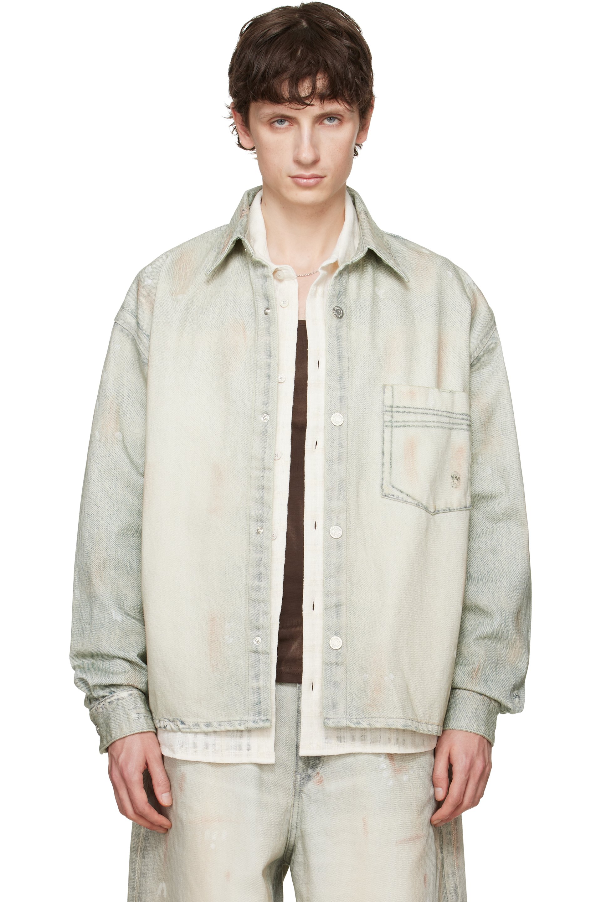 Won Hundred - Chemise Maza bleue en denim à imprimés