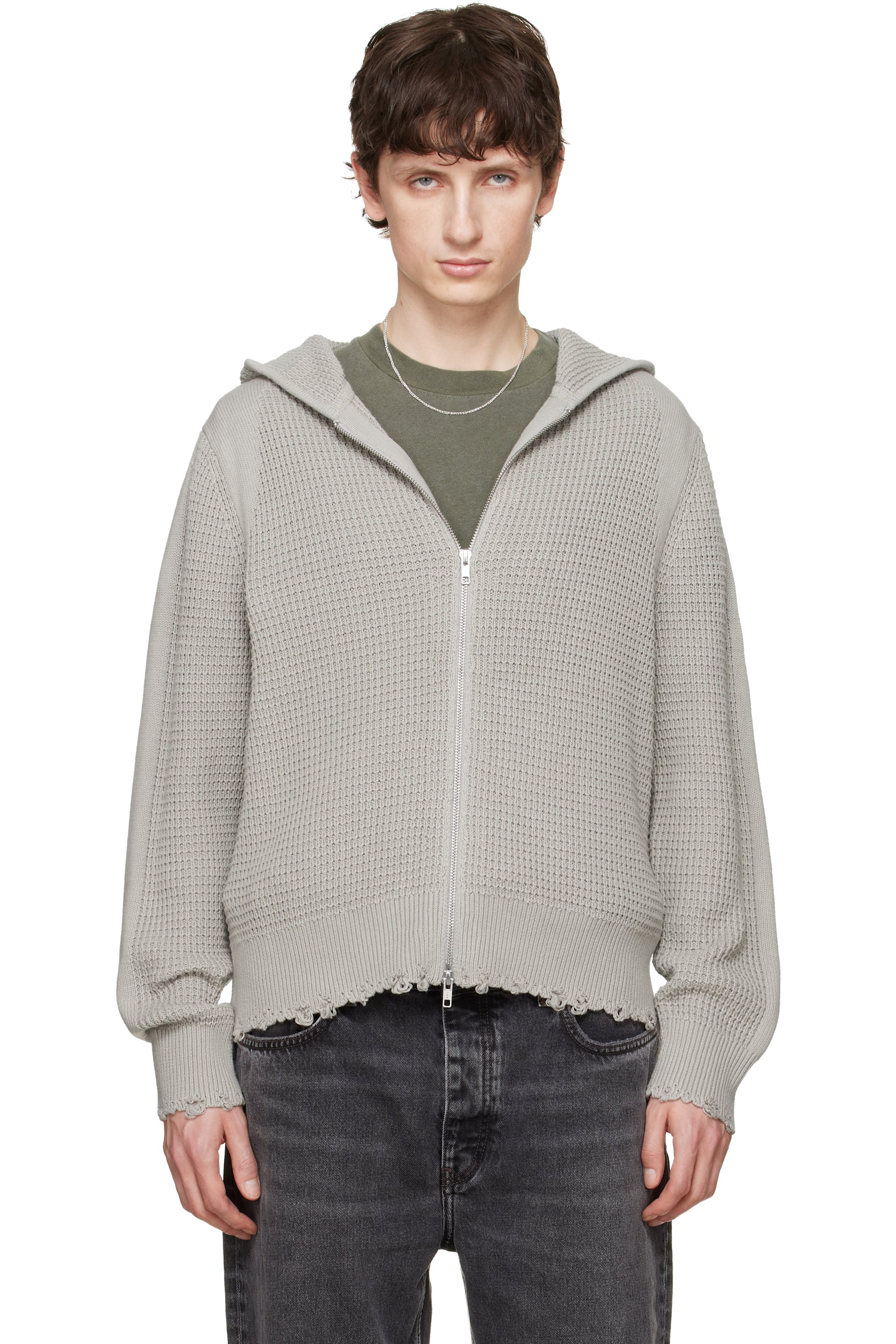 Won Hundred - Pull à capuche Glasgow gris en tricot