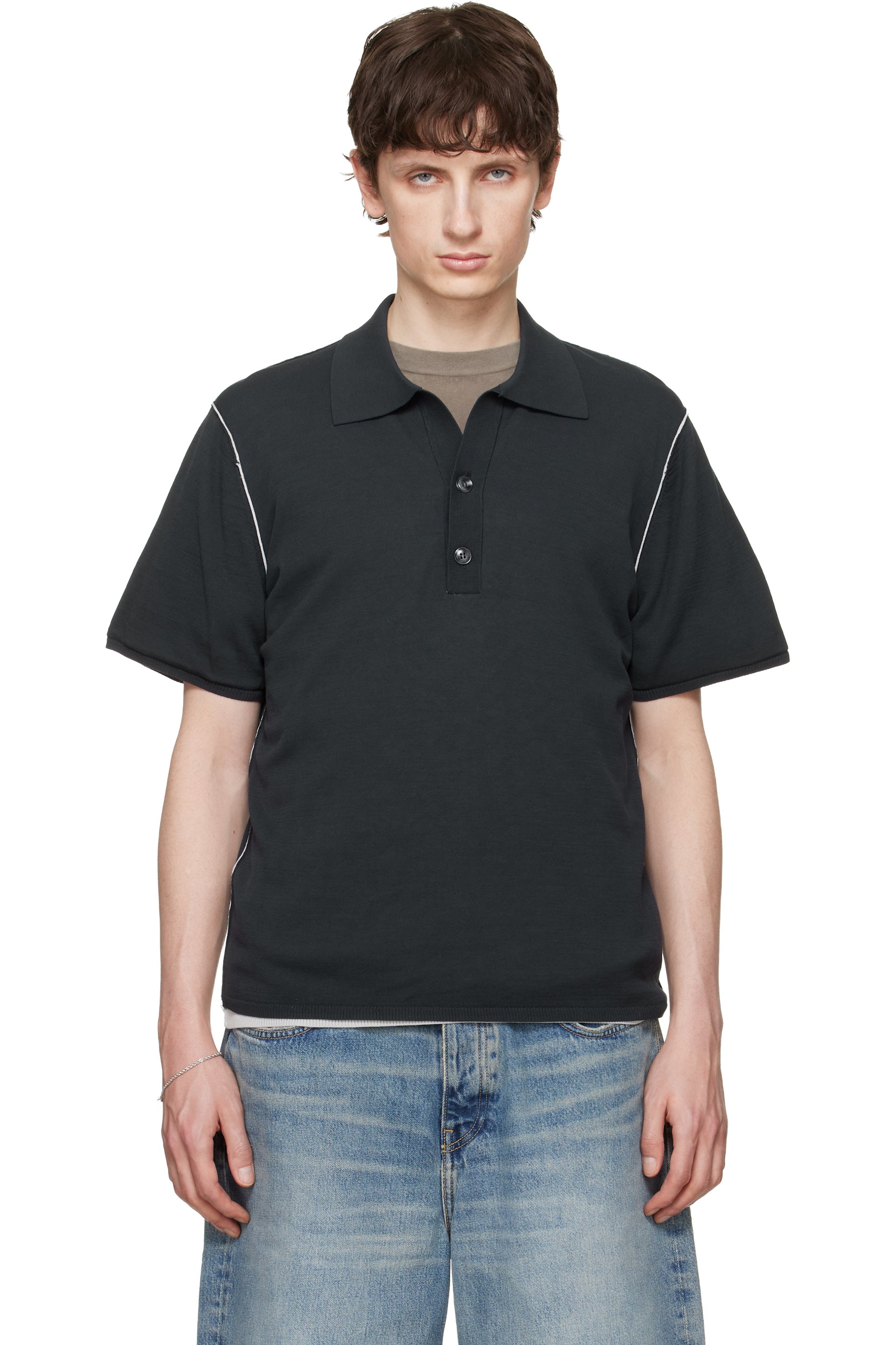 Won Hundred - Polo étagé Jonas noir en tricot