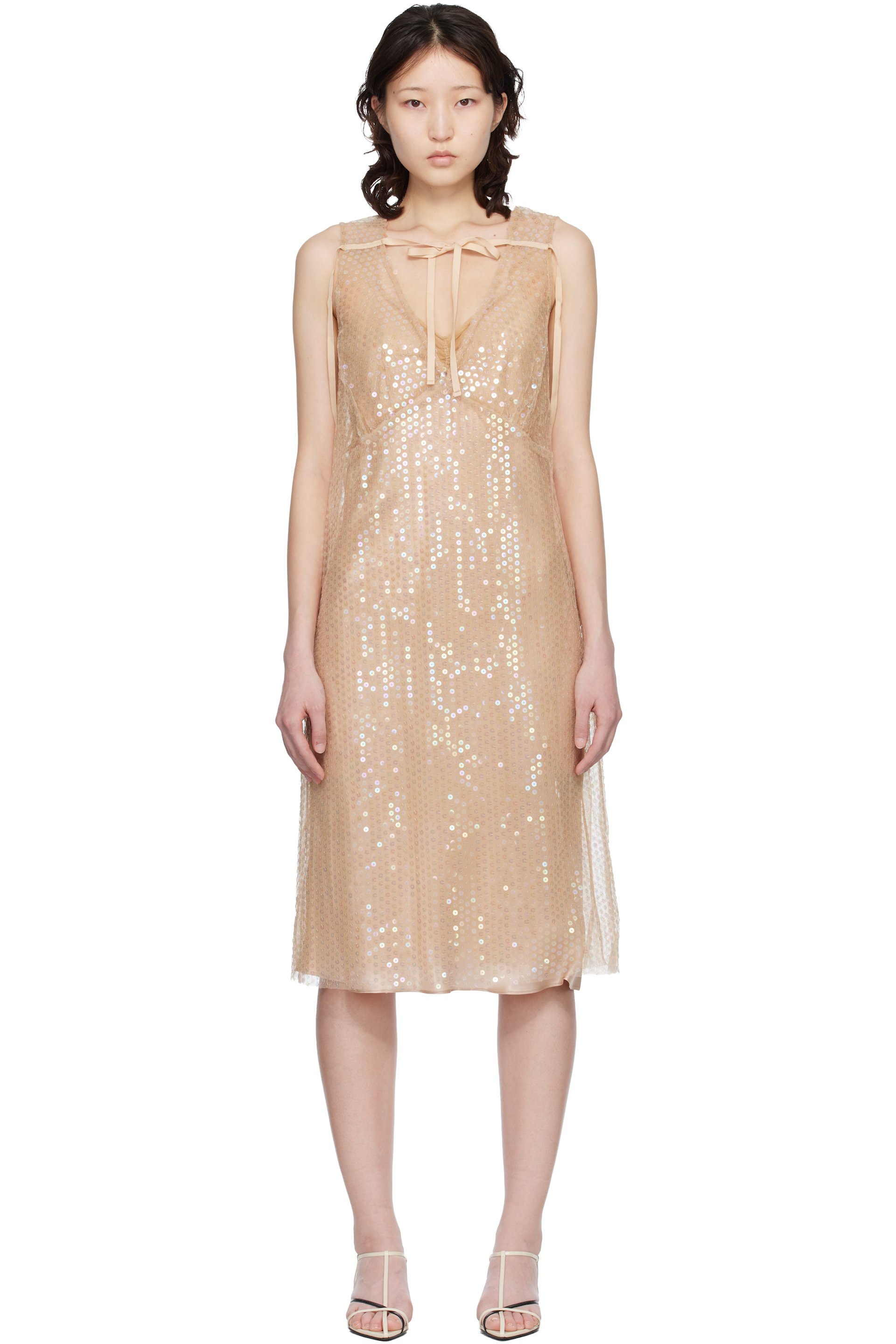 beige renaissance dress Renaissance Satin Draped Maxi Dress main image 1