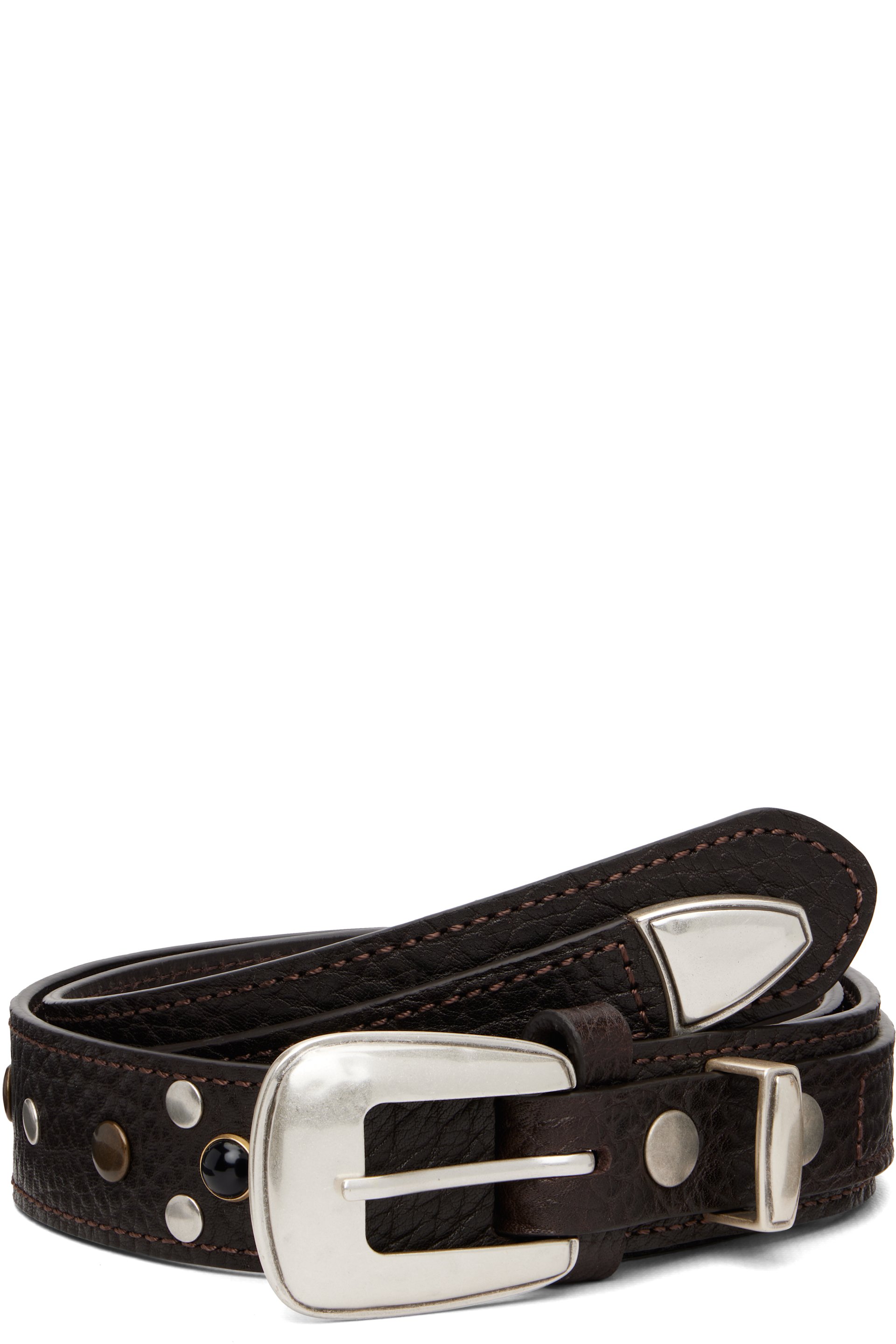 LEMAIRE - Ceinture western de 3 cm brune à clous