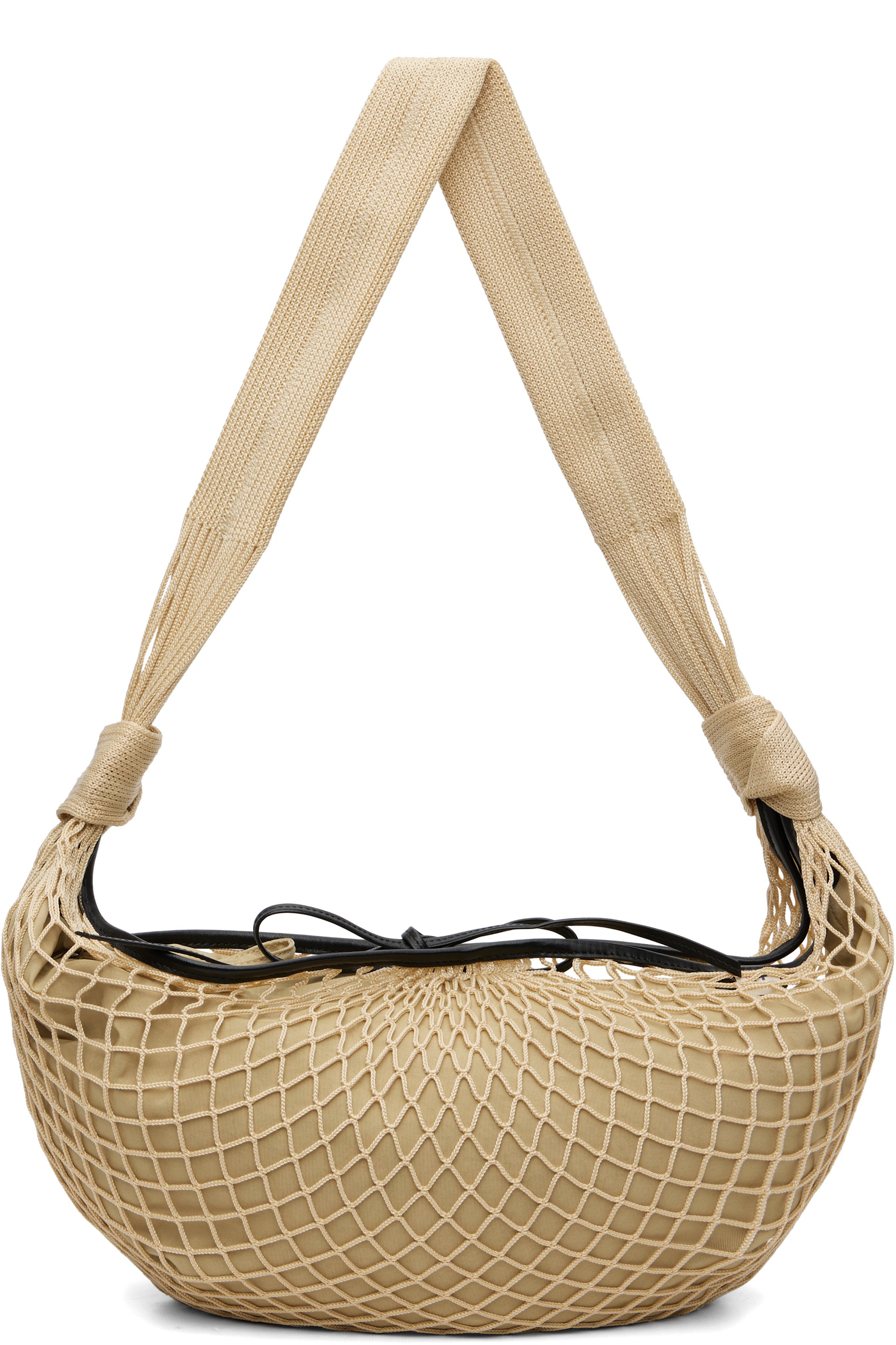 LEMAIRE - Sac Croissant beige en filet ajouré par Filt®