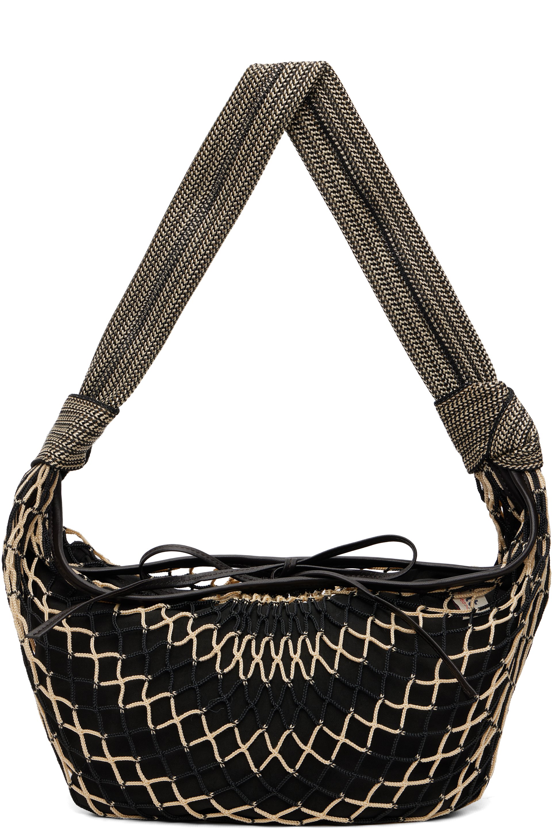 LEMAIRE - Sac Croissant noir et beige en filet ajouré par Filt®