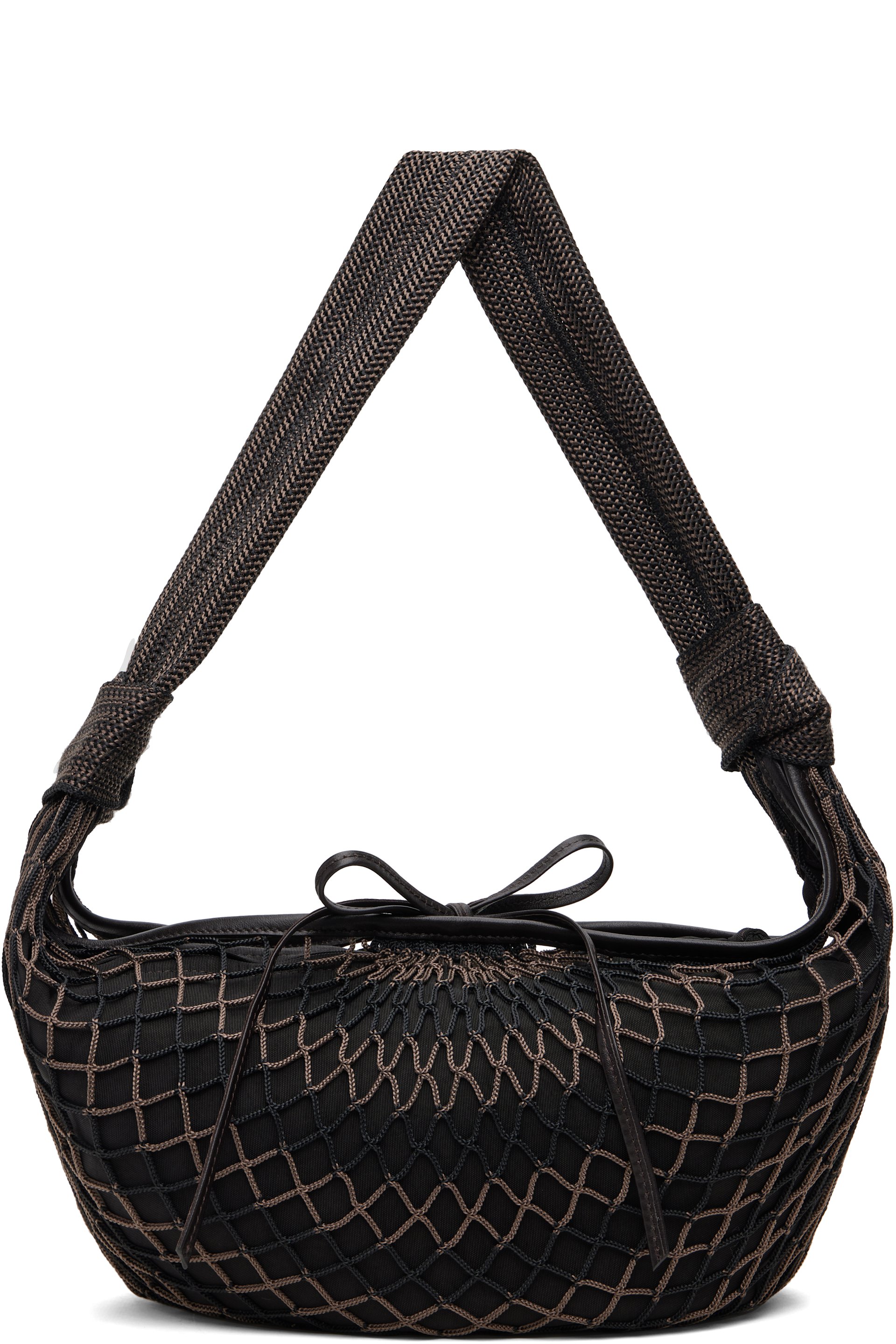 LEMAIRE - Sac Fortune Croissant brun en filet ajouré par Filt®