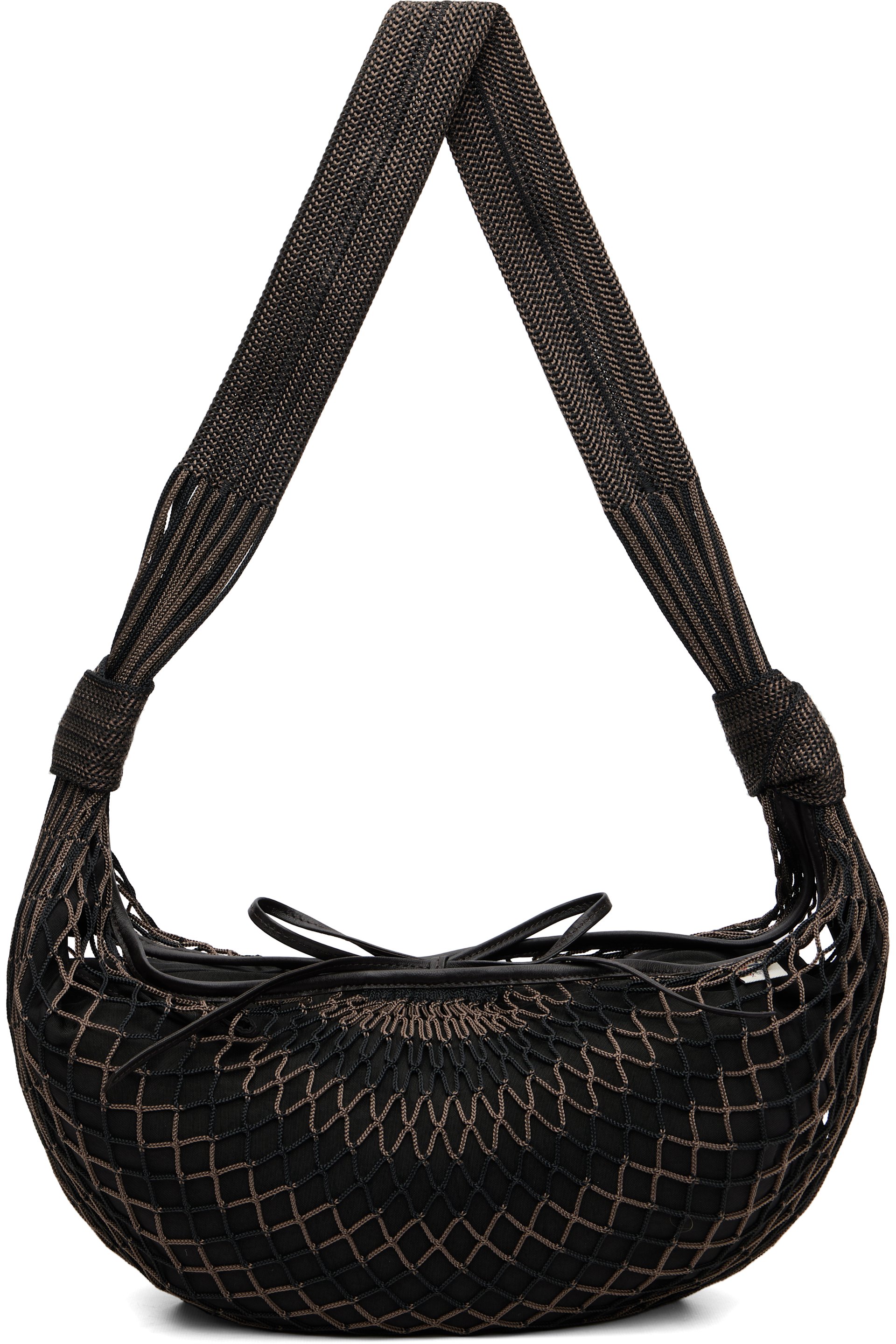 LEMAIRE - Sac Croissant noir et brun en filet ajouré par Filt®