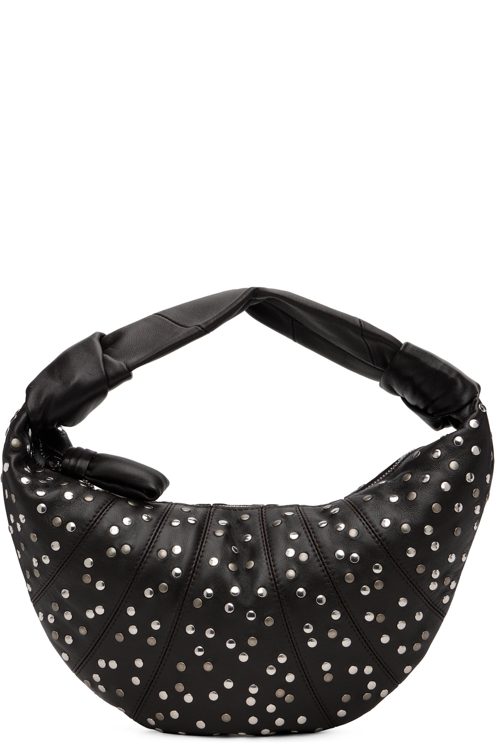 LEMAIRE - Mini sac Fortune Croissant brun à clous et à rivets