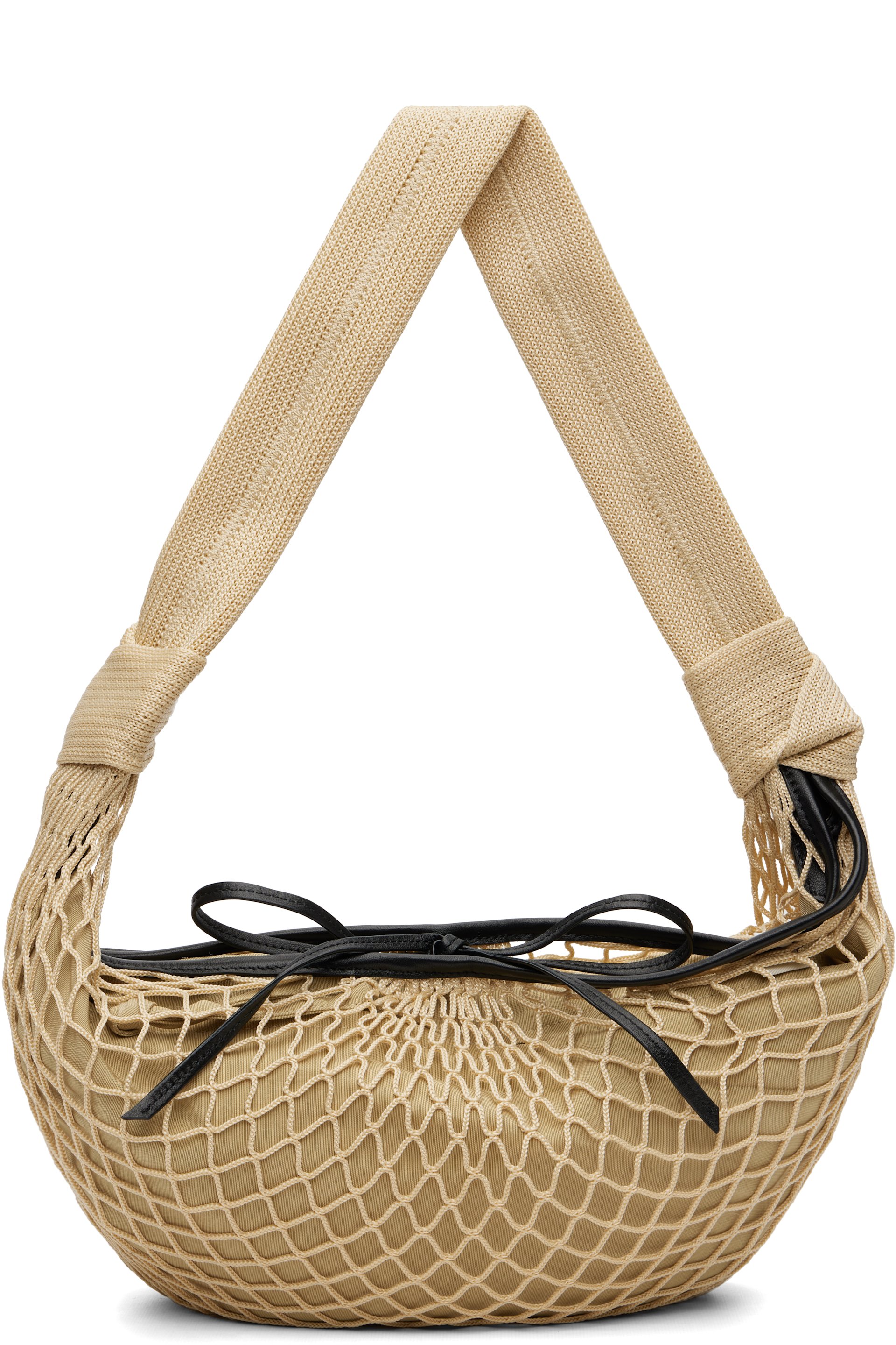 LEMAIRE - Sac Fortune Croissant beige en filet ajouré par Filt®