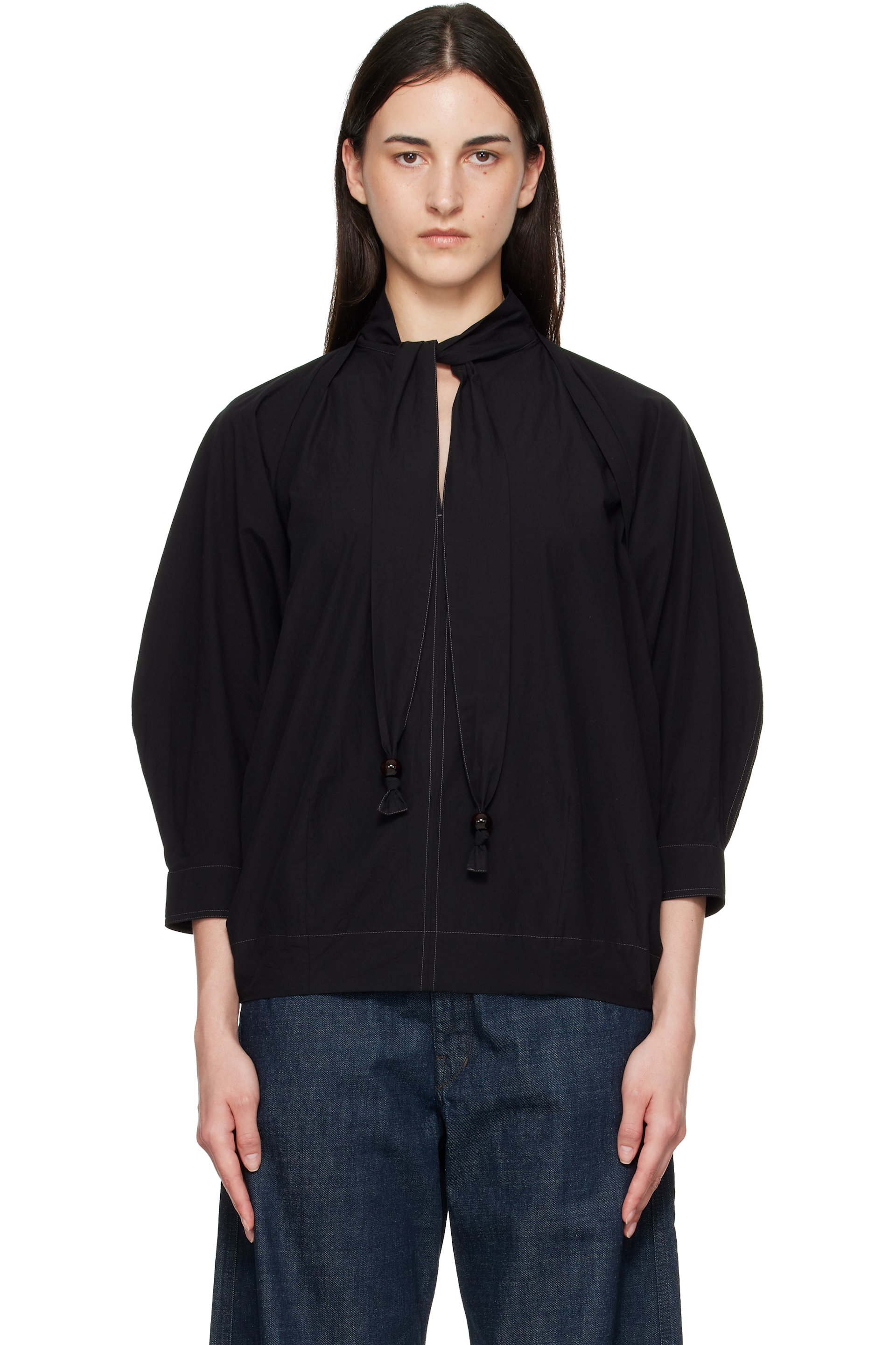 LEMAIRE - Black Scarf Blouse