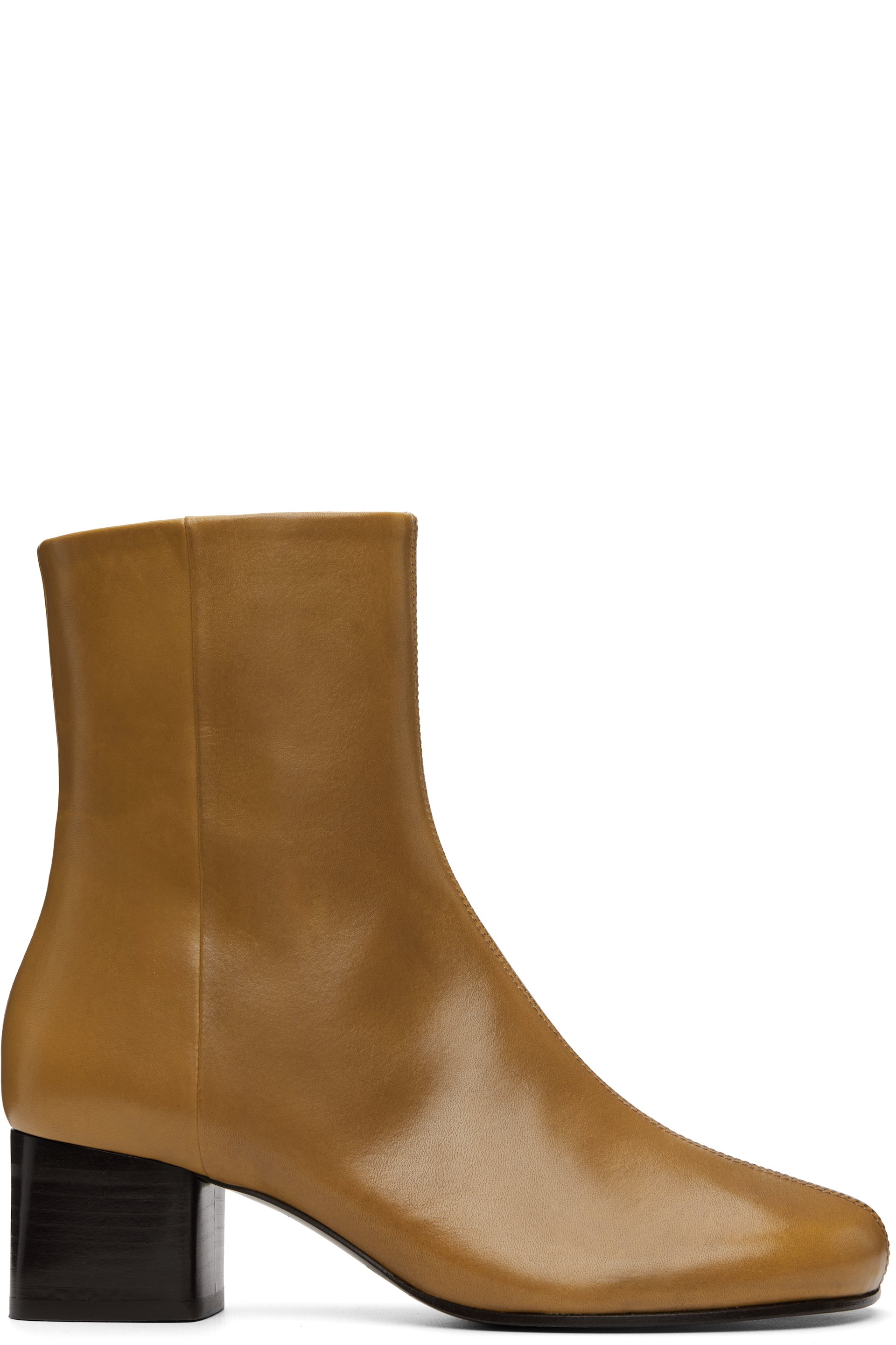 LEMAIRE - Bottes à talon de 45 mm brun clair à bout anatomique
