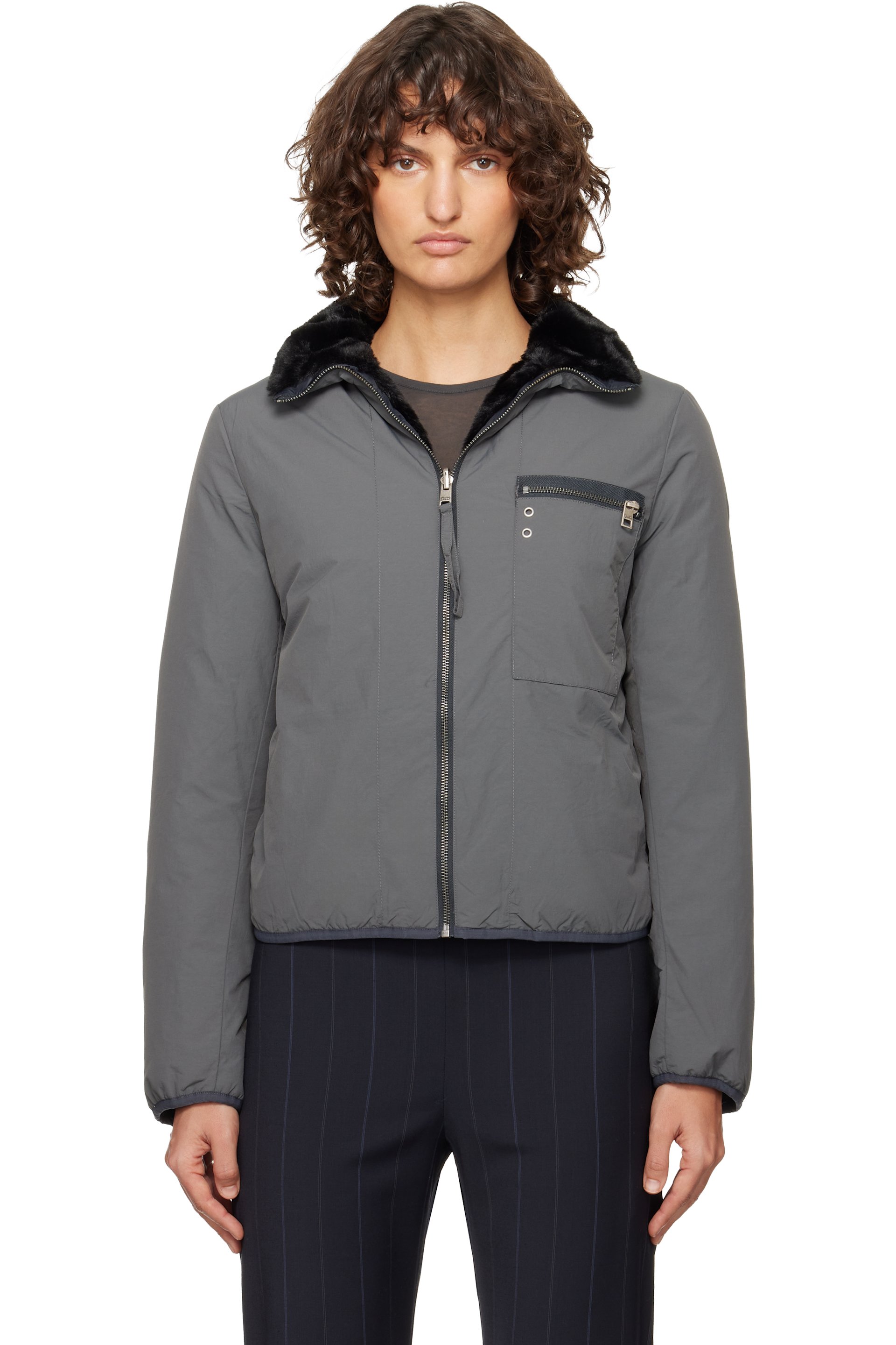 Paloma Wool - Blouson réversible Wombat gris rembourré en duvet
