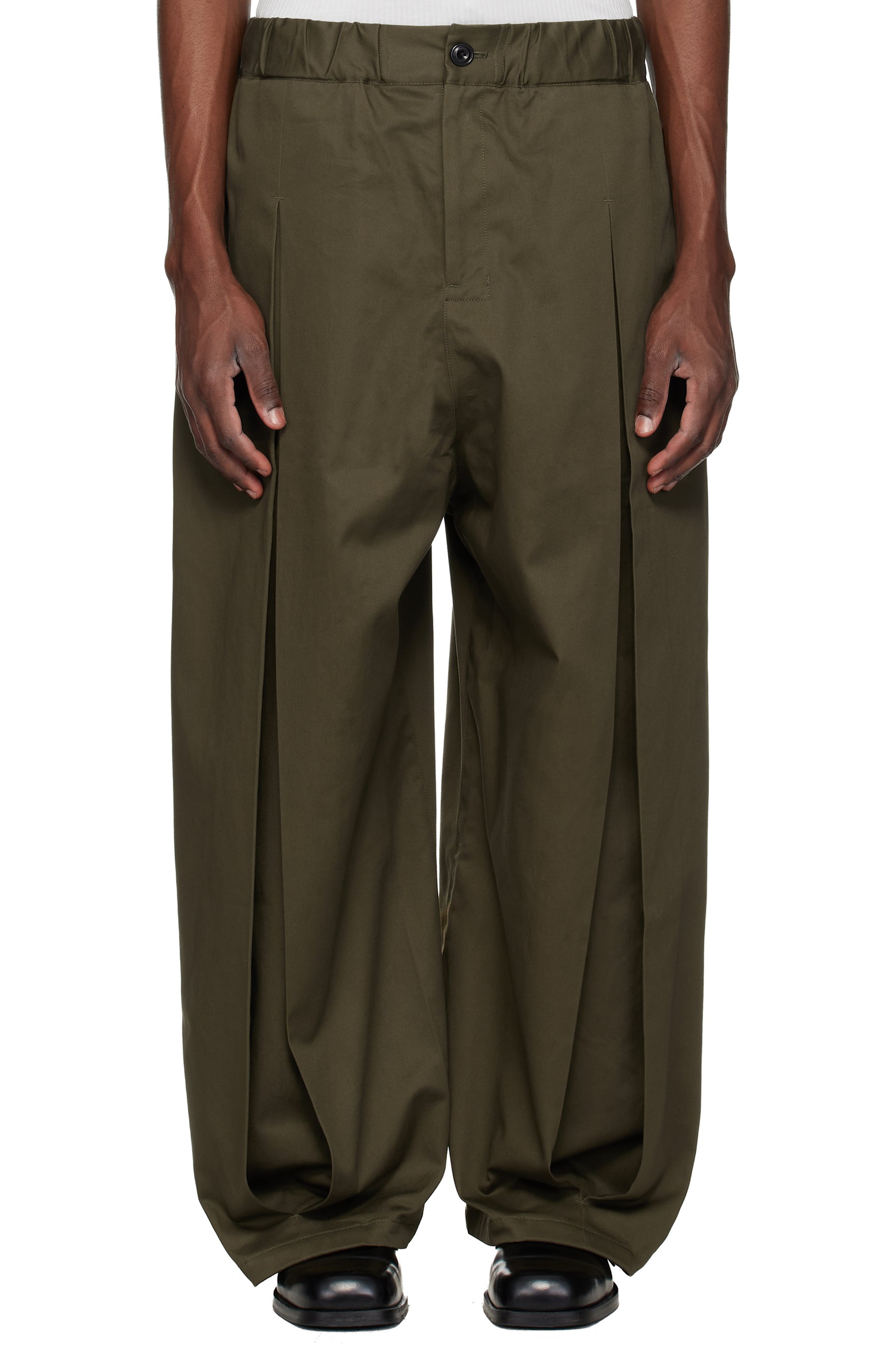 SAGE NATION - Pantalon kaki à plis creux
