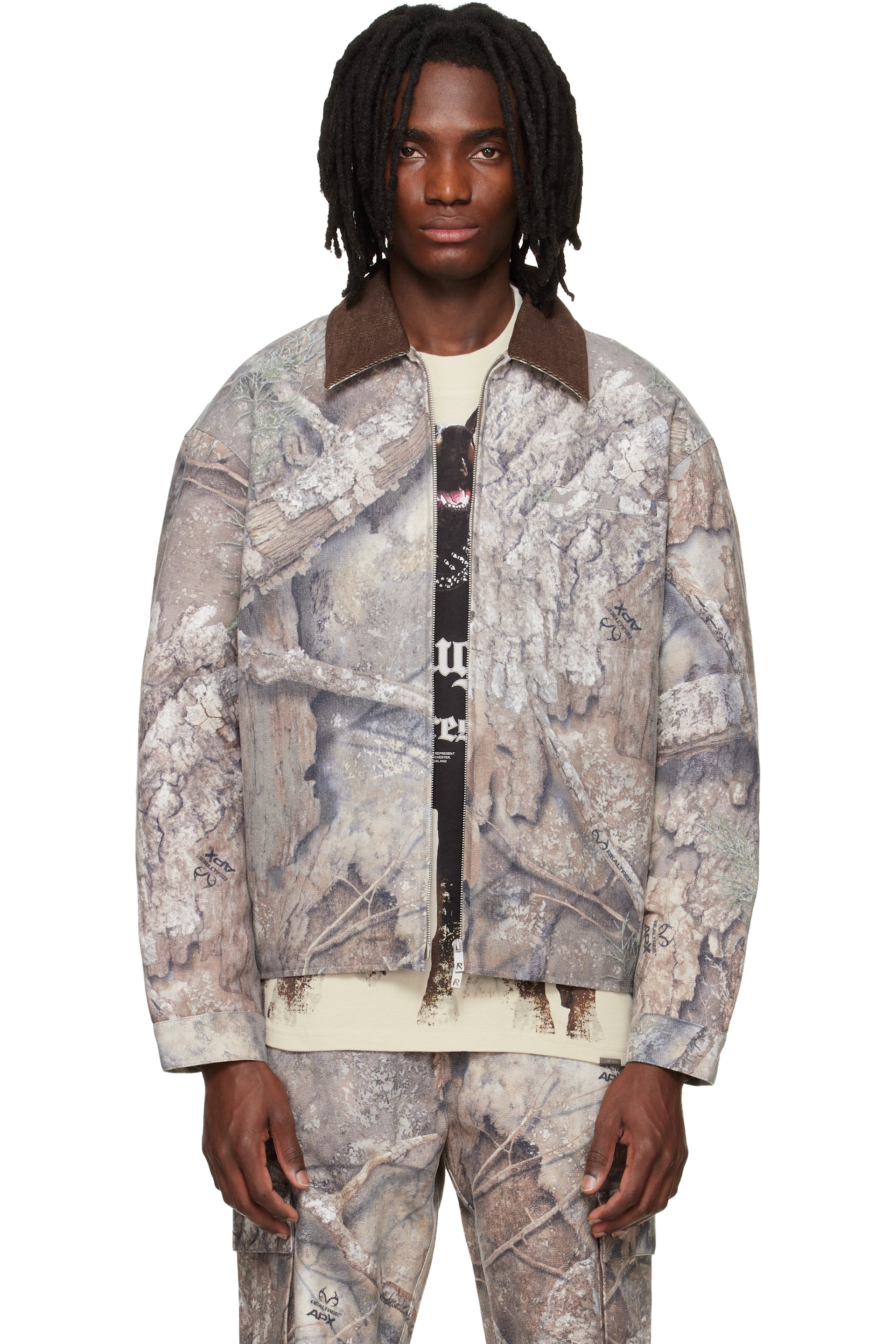 【超美品】ドレイクス ストライプ カーキ キャメル ソリッド調 モノトーン Represent: カーキ Realtree 迷彩 トラッカージャケット | SSENSE 日本