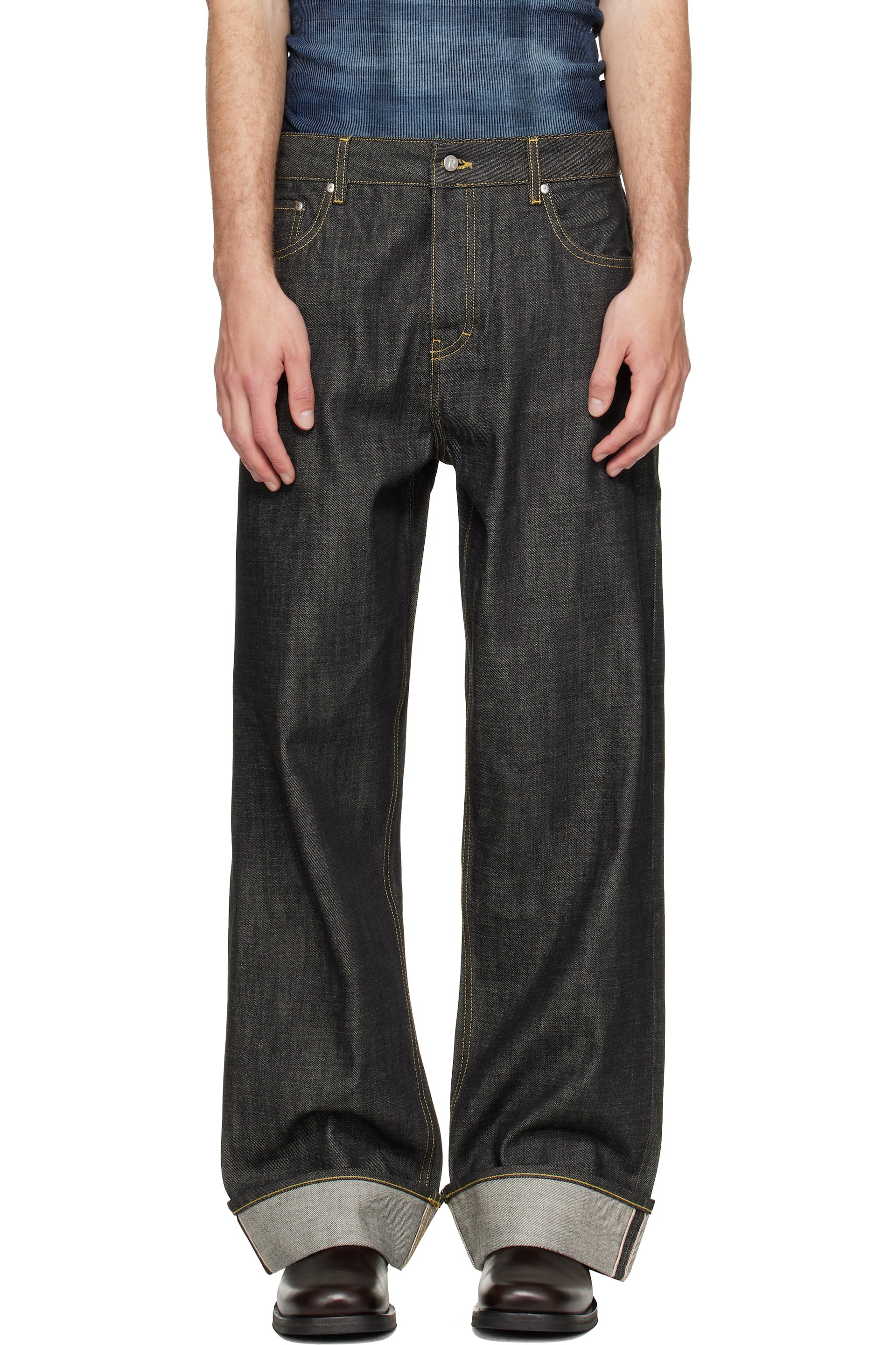 Represent - Jean noir en denim à lisière